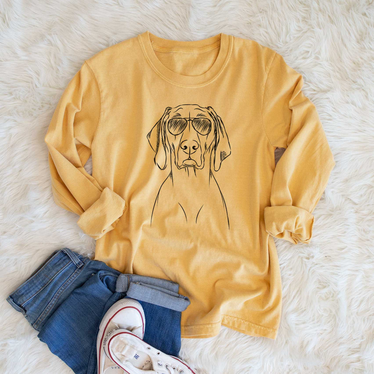 Aviators Flint the Weimaraner - Heavyweight 100% Cotton Long Sleeve