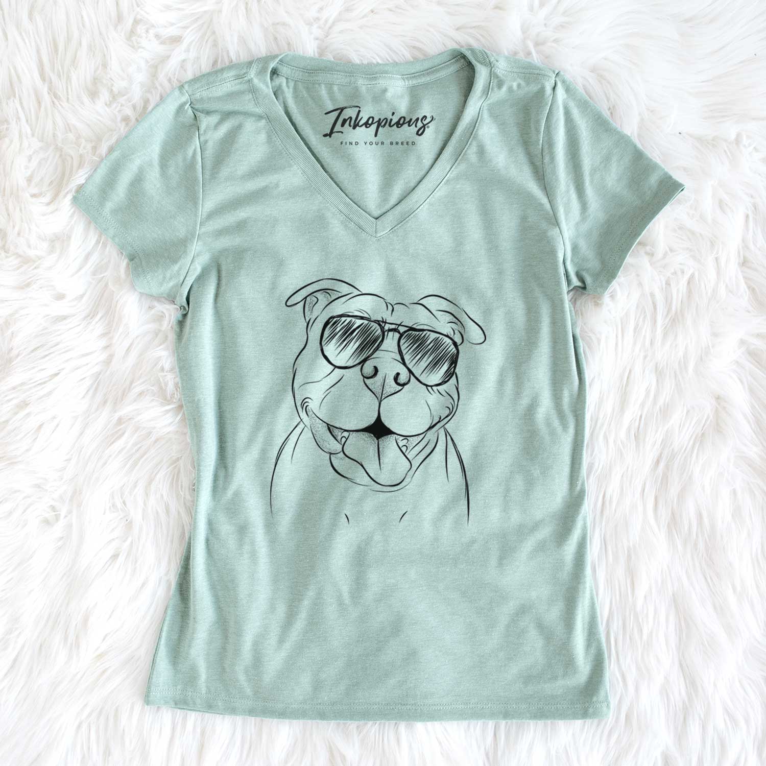 Aviator Floki the American Bully - Women's V-neck Shirt