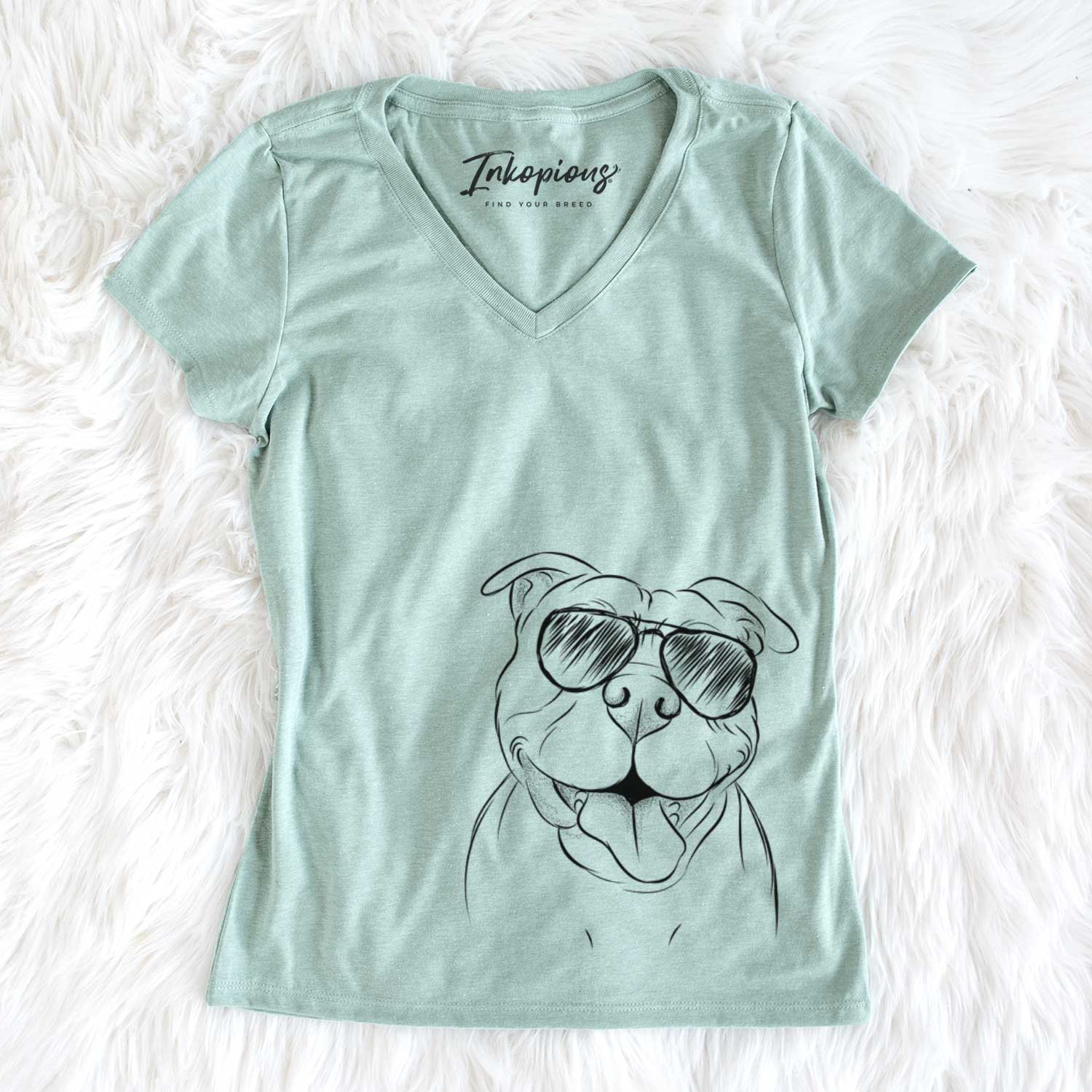 Aviator Floki the American Bully - Women's V-neck Shirt