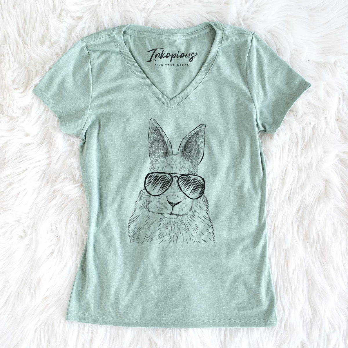 Aviator Flower the Rex Rabbit - Women's V-neck Shirt