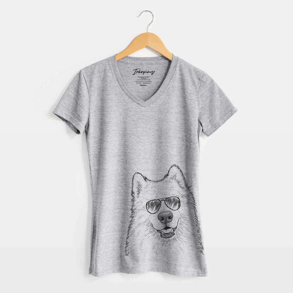 Aviator Foster the Samoyed - Women&#39;s V-neck Shirt