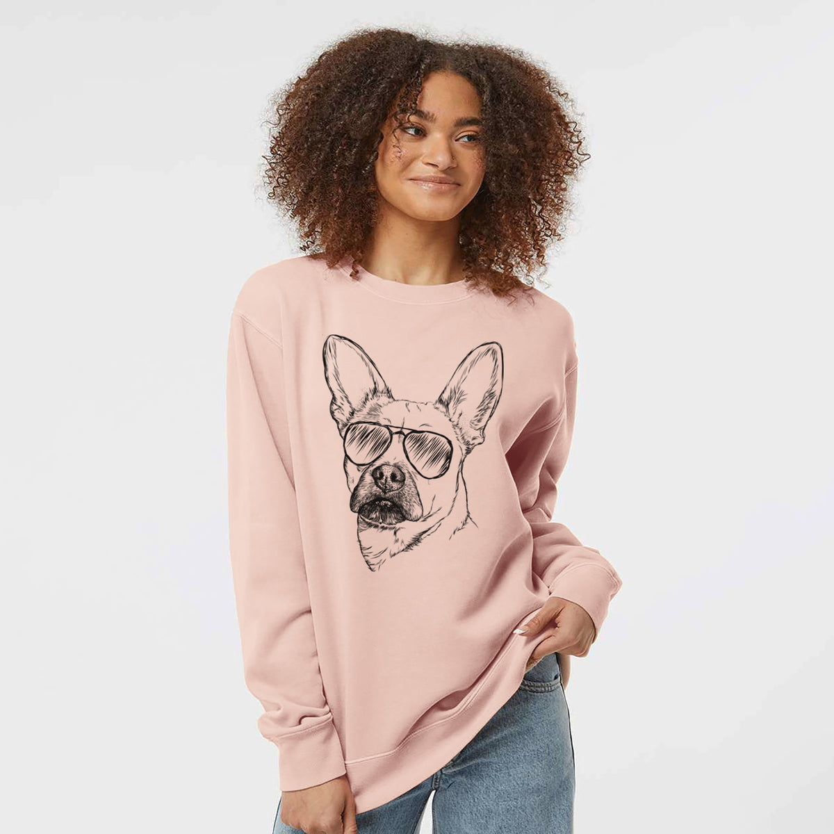 Aviator Frankie the Mixed Breed - Unisex Pigment Dyed Crew Sweatshirt