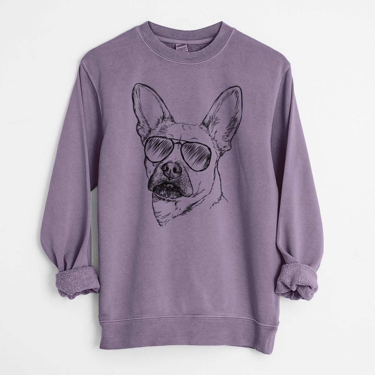 Aviator Frankie the Mixed Breed - Unisex Pigment Dyed Crew Sweatshirt