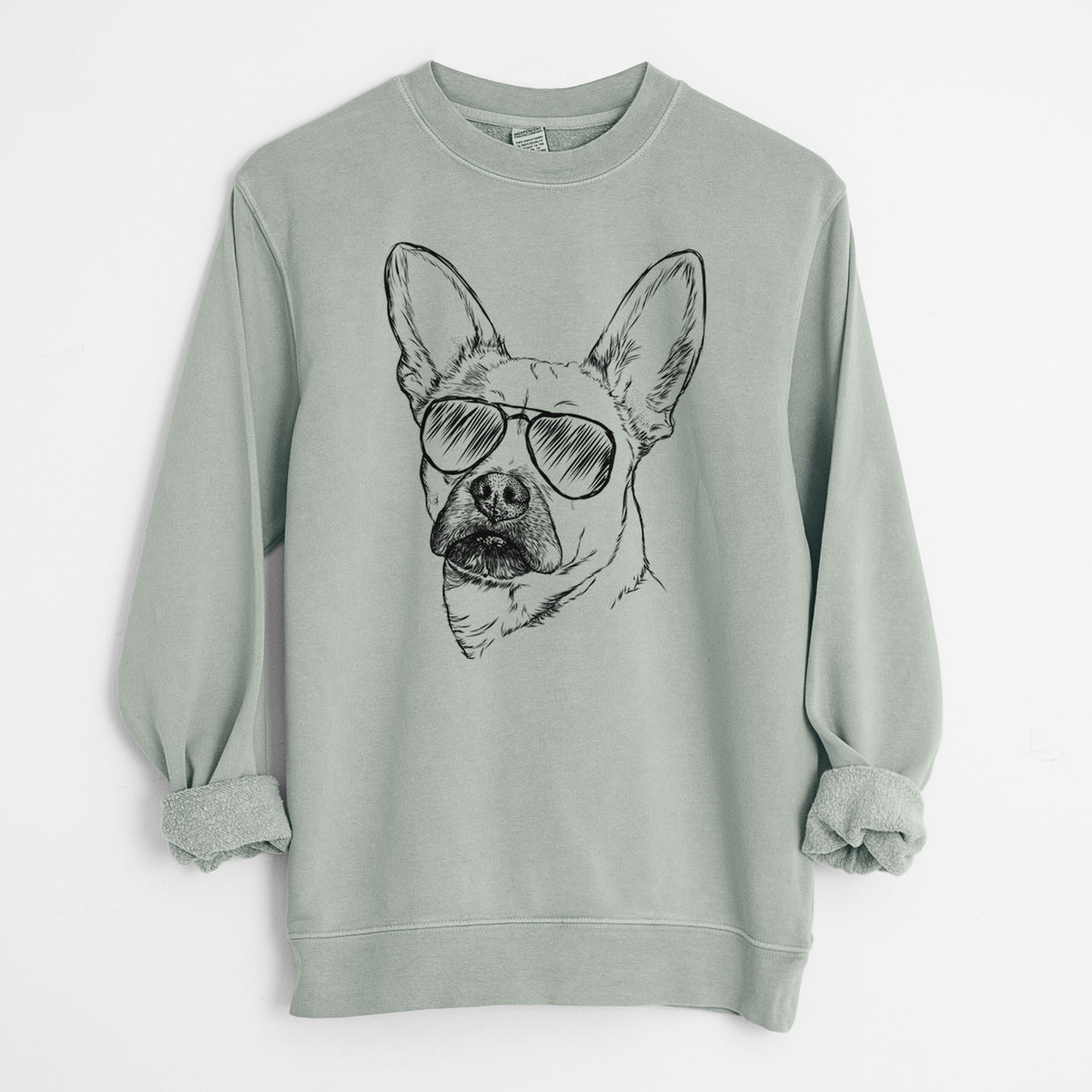 Aviator Frankie the Mixed Breed - Unisex Pigment Dyed Crew Sweatshirt