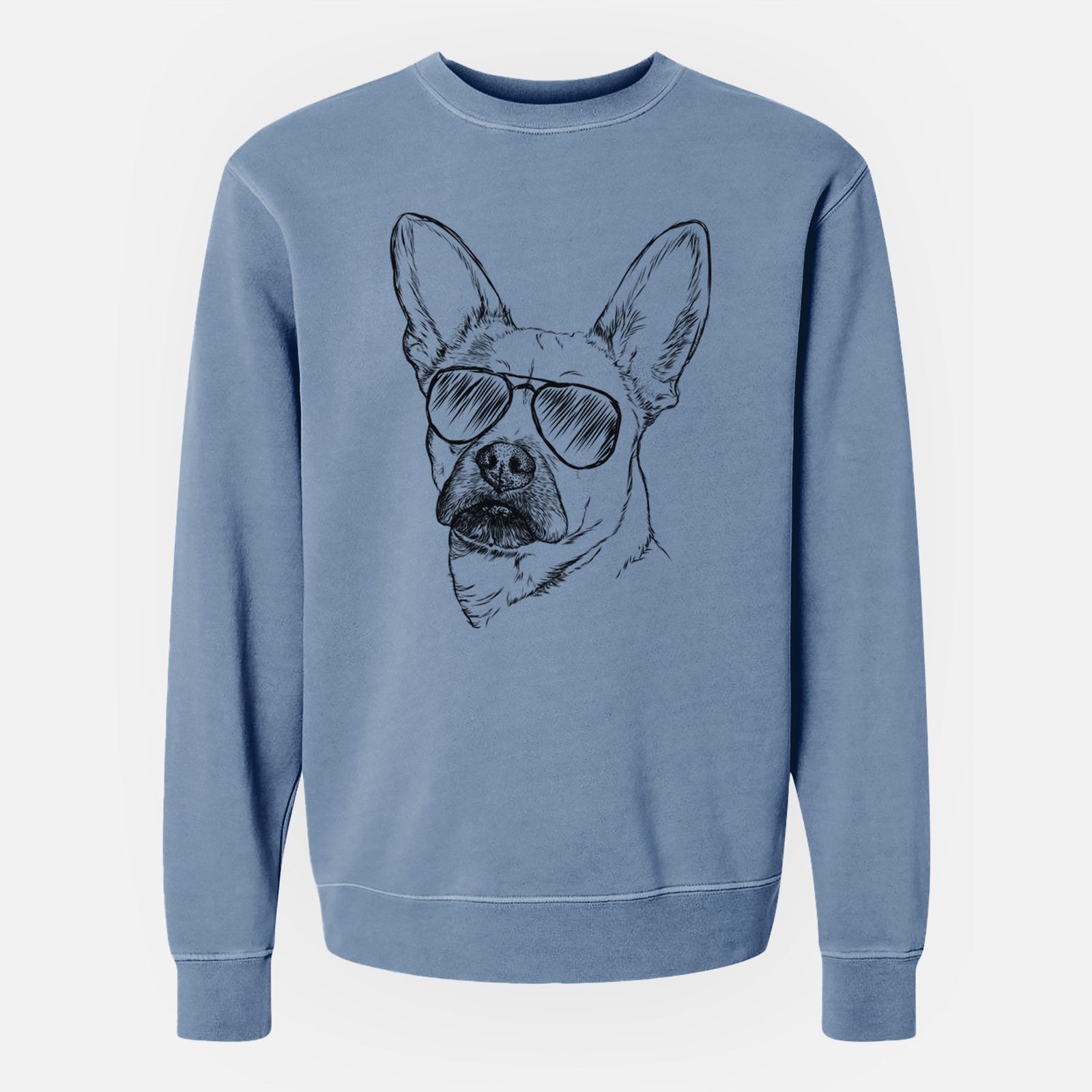 Aviator Frankie the Mixed Breed - Unisex Pigment Dyed Crew Sweatshirt
