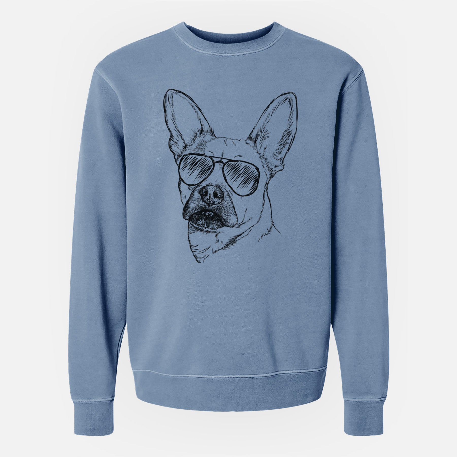 Aviator Frankie the Mixed Breed - Unisex Pigment Dyed Crew Sweatshirt