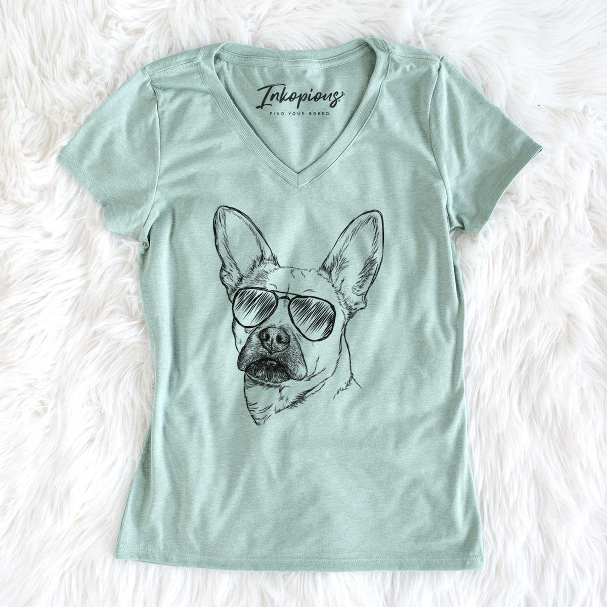 Aviator Frankie the Mixed Breed - Women's V-neck Shirt