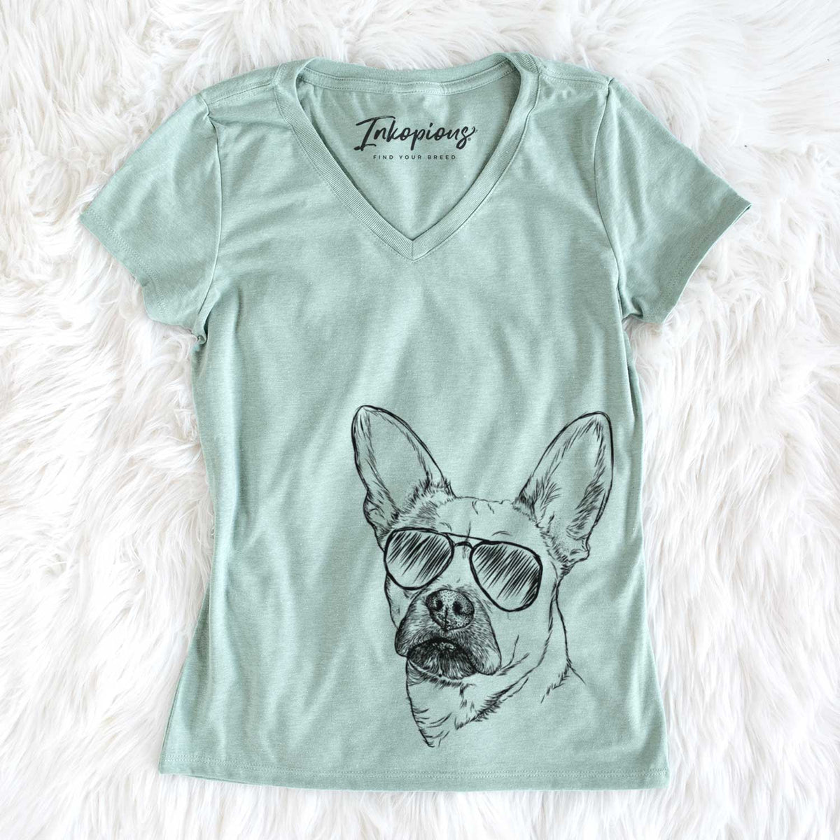 Aviator Frankie the Mixed Breed - Women's V-neck Shirt