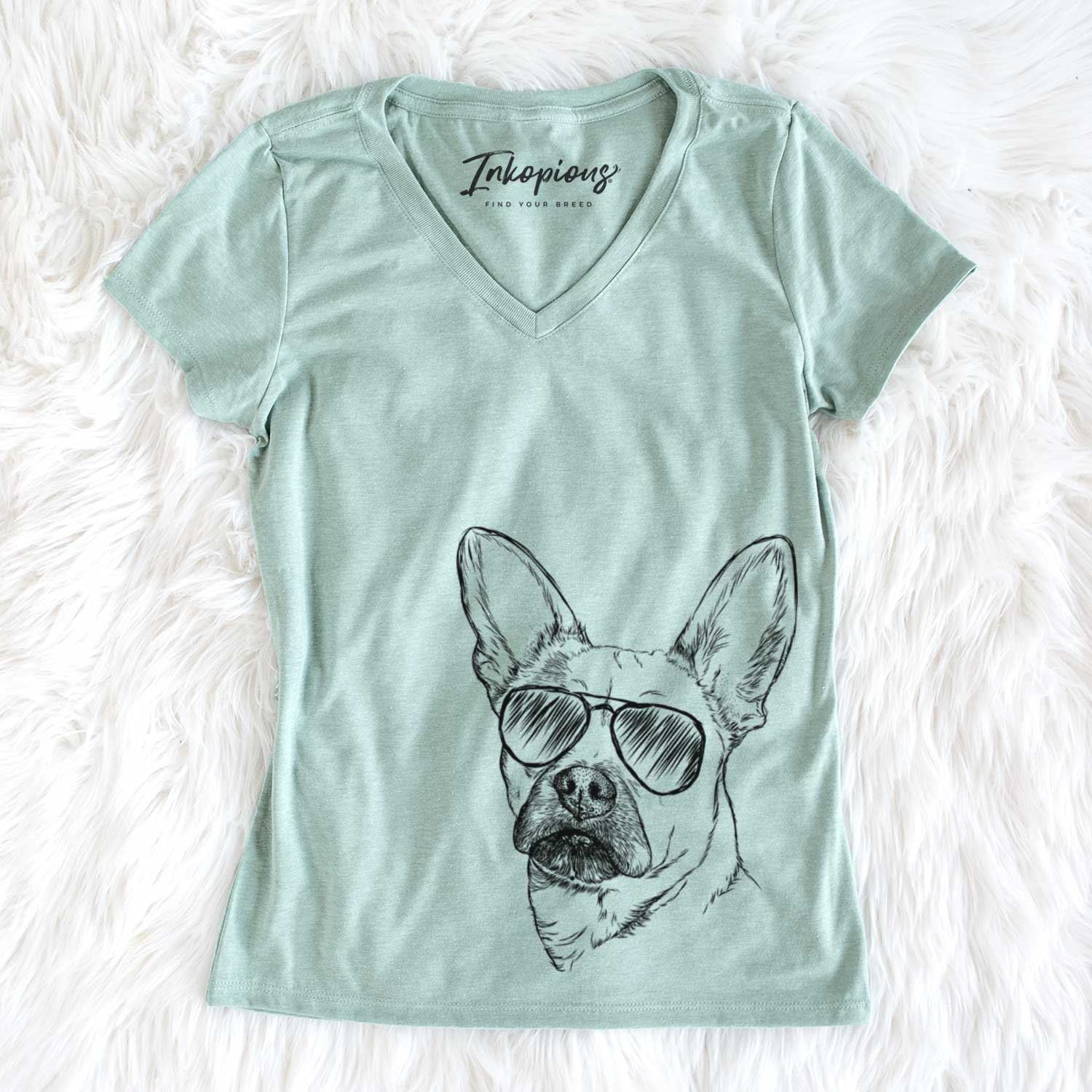 Aviator Frankie the Mixed Breed - Women's V-neck Shirt