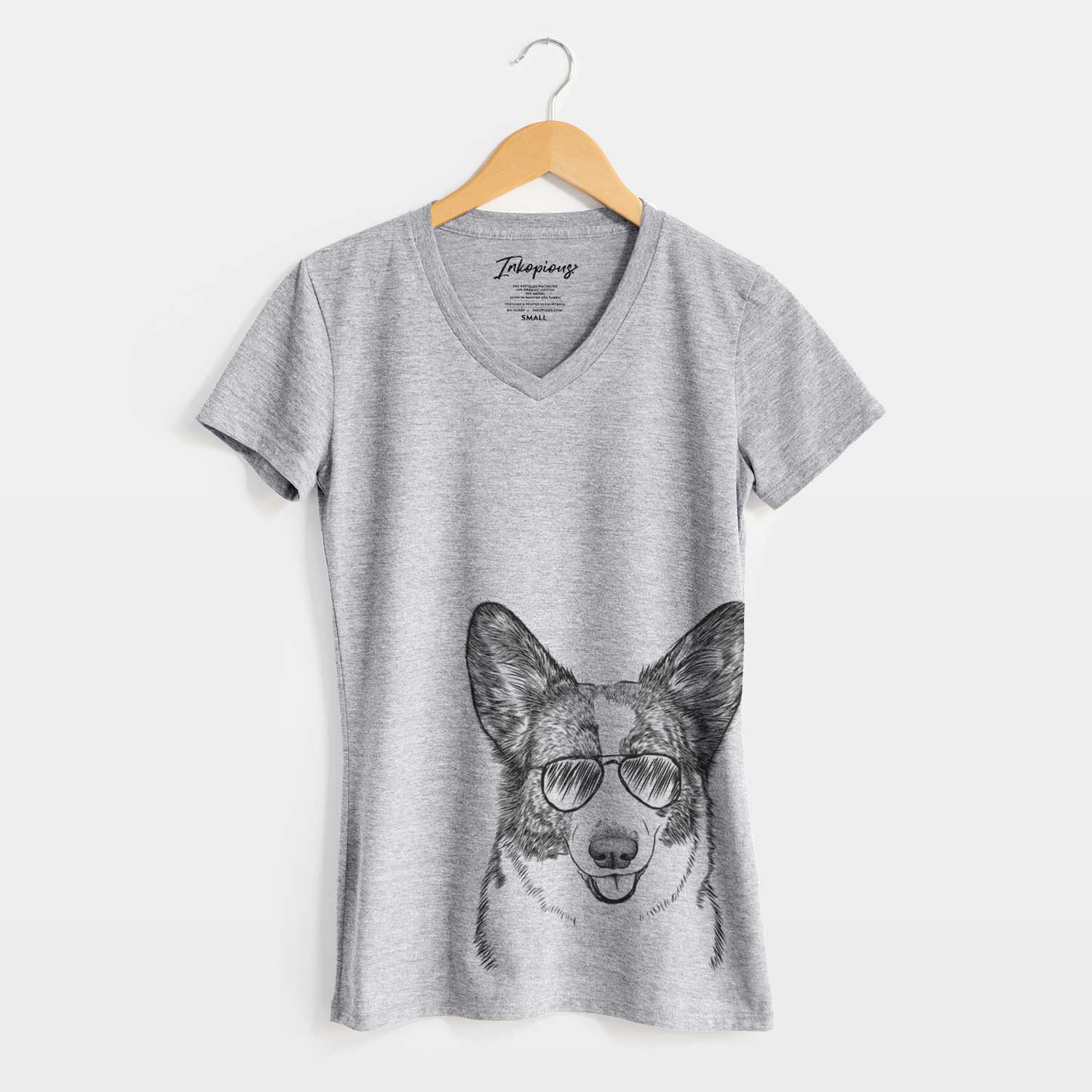 Aviator Gabby the Cardigan Welsh Corgi - Women's V-neck Shirt