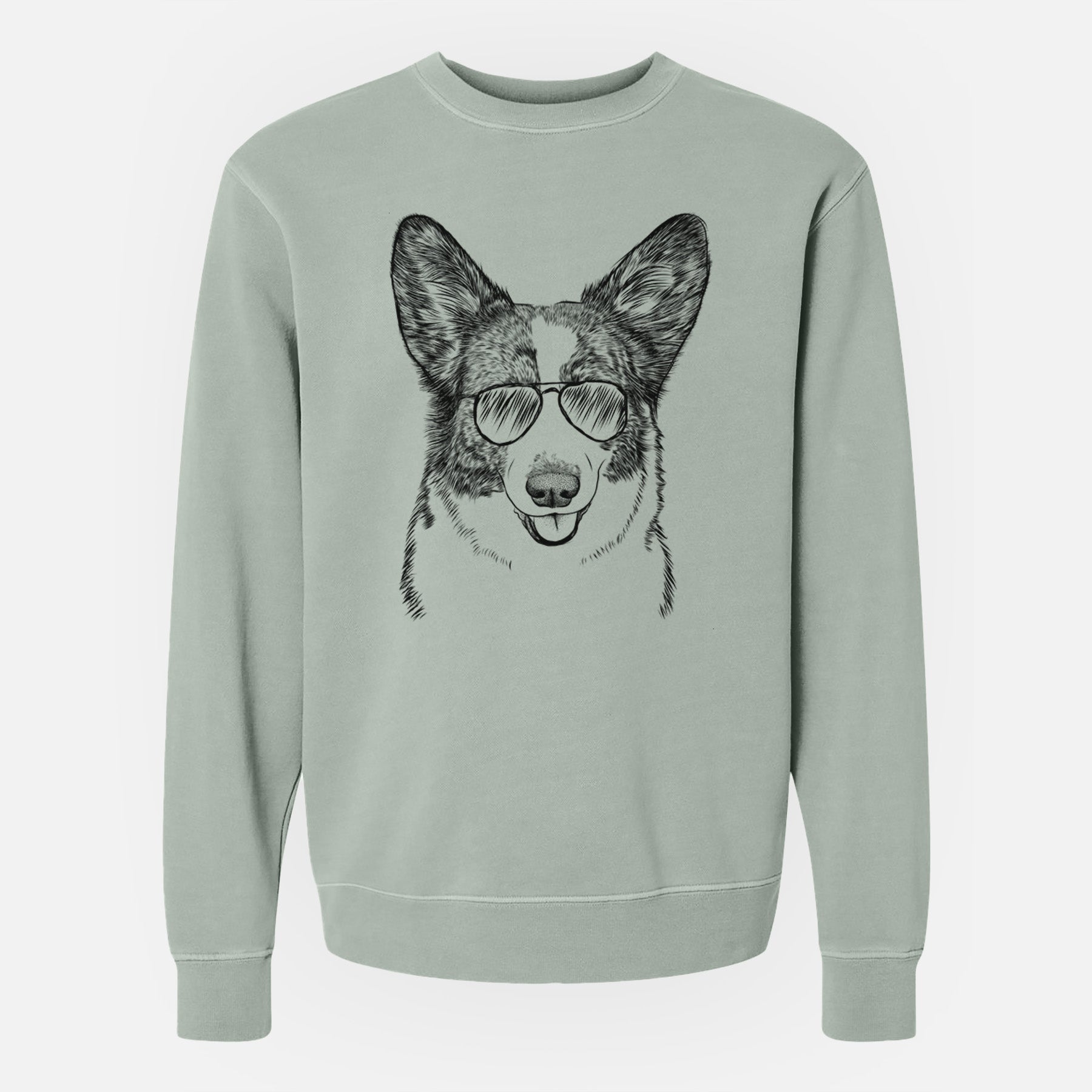 Aviator Gabby the Cardigan Welsh Corgi - Unisex Pigment Dyed Crew Sweatshirt