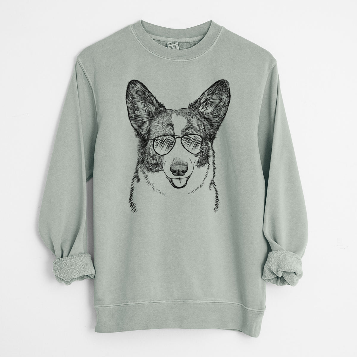 Aviator Gabby the Cardigan Welsh Corgi - Unisex Pigment Dyed Crew Sweatshirt