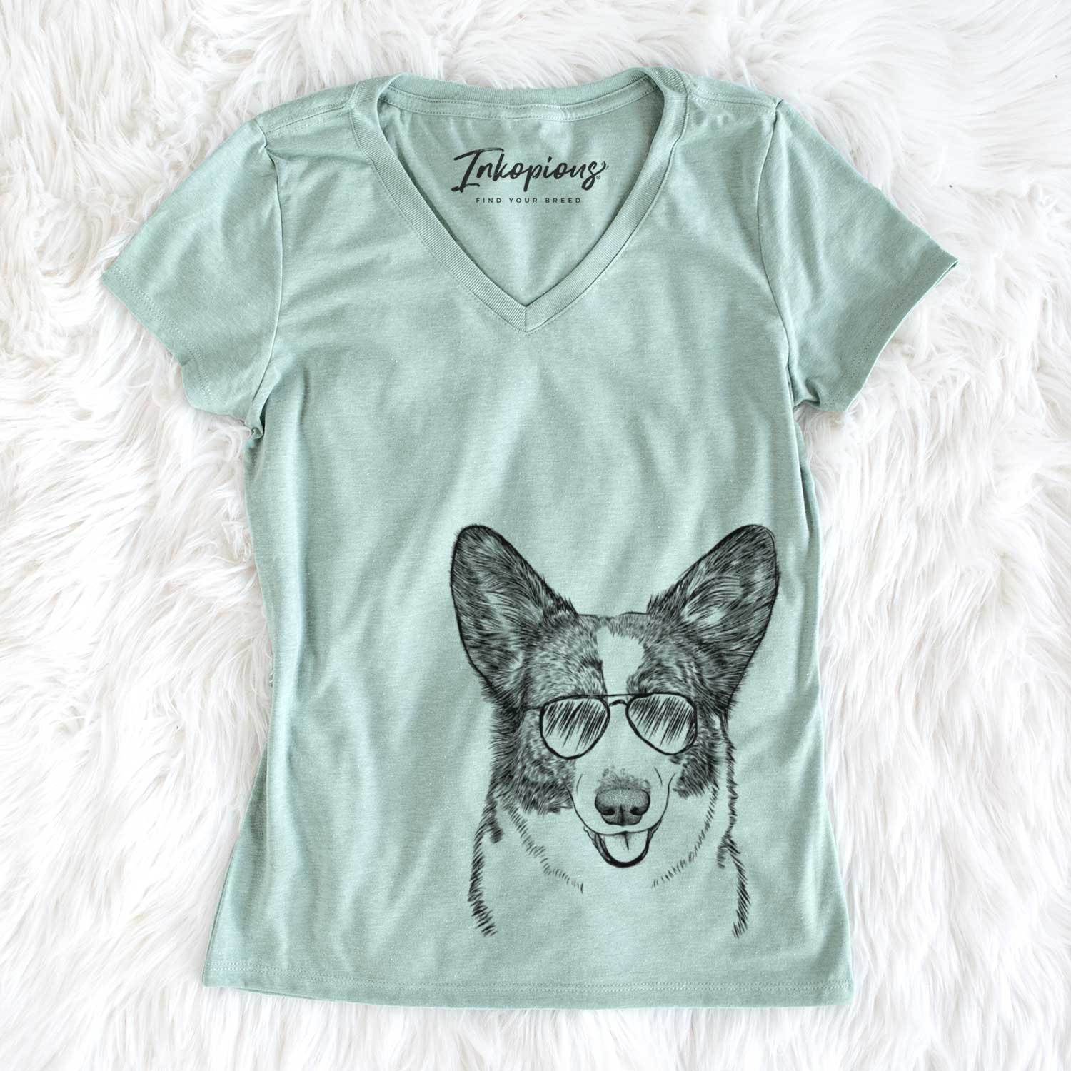 Aviator Gabby the Cardigan Welsh Corgi - Women's V-neck Shirt
