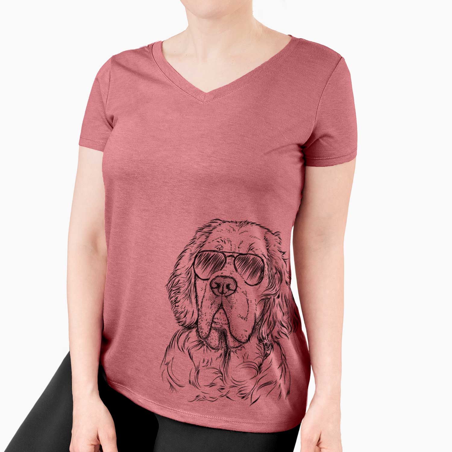 Aviator Gary the Clumber Spaniel - Women's V-neck Shirt