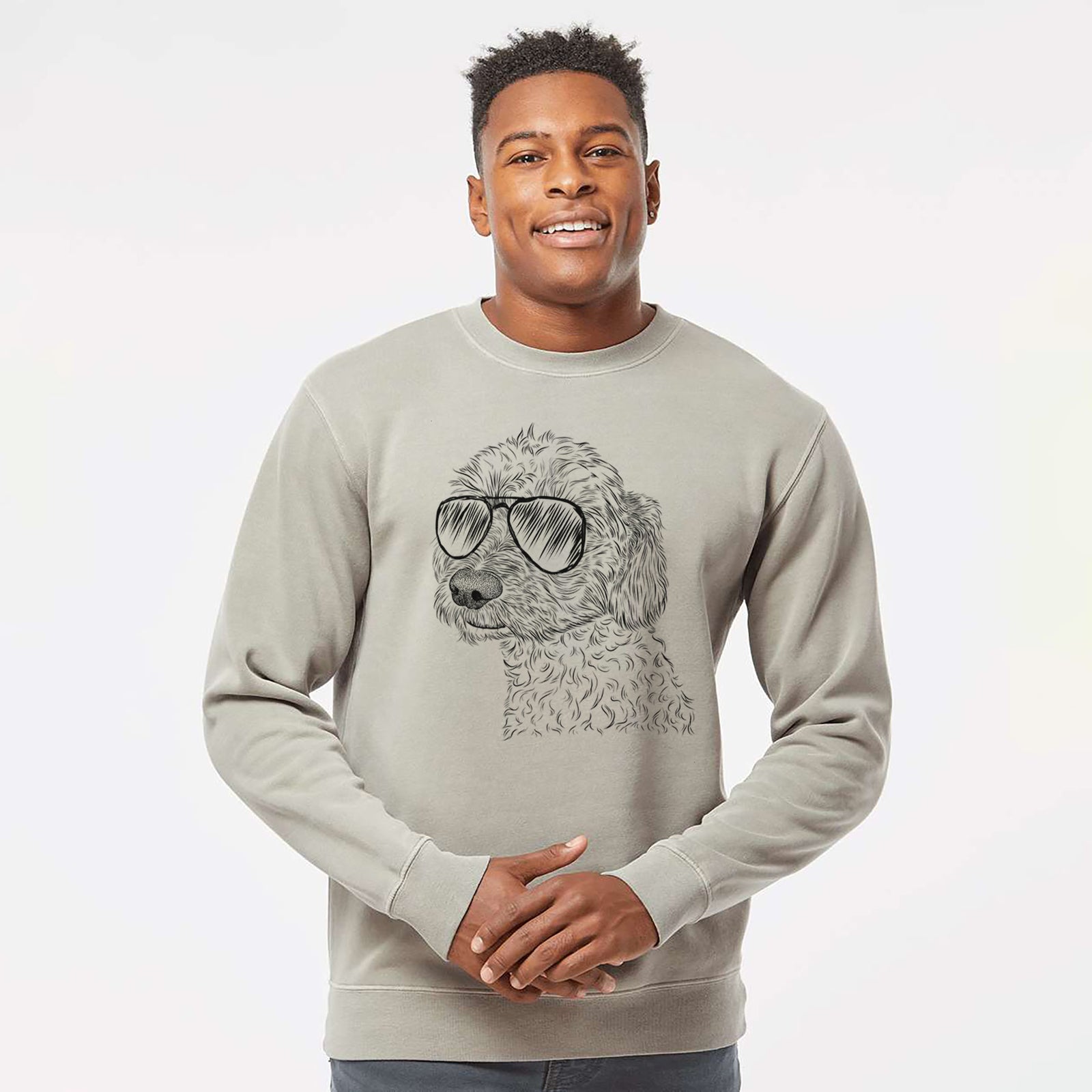 Aviator Georgie Boy the Mixed Breed - Unisex Pigment Dyed Crew Sweatshirt