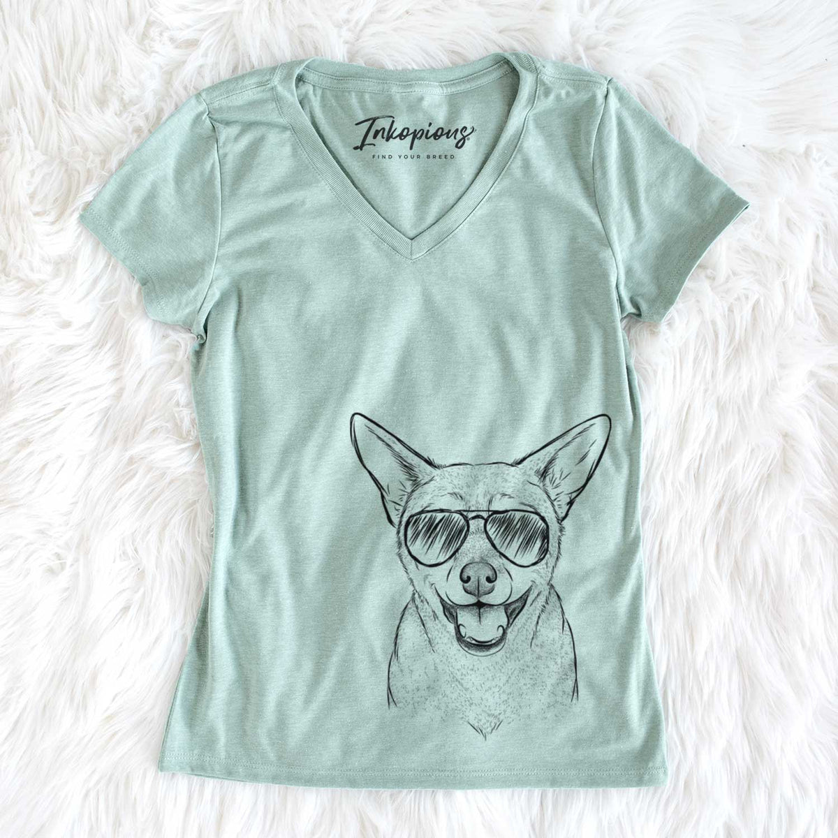 Aviator Georgie the Chiweenie - Women's V-neck Shirt