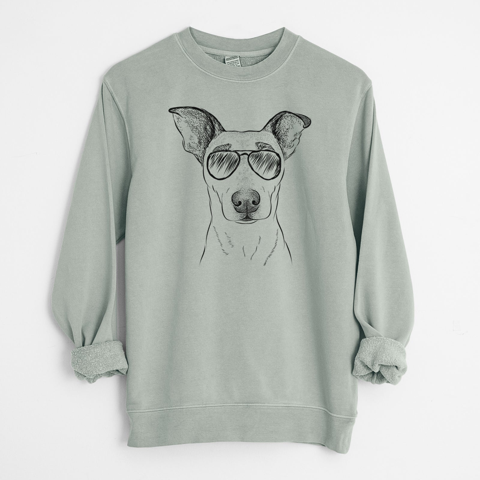Aviator Georgie Rat the Terrier Mix - Unisex Pigment Dyed Crew Sweatshirt