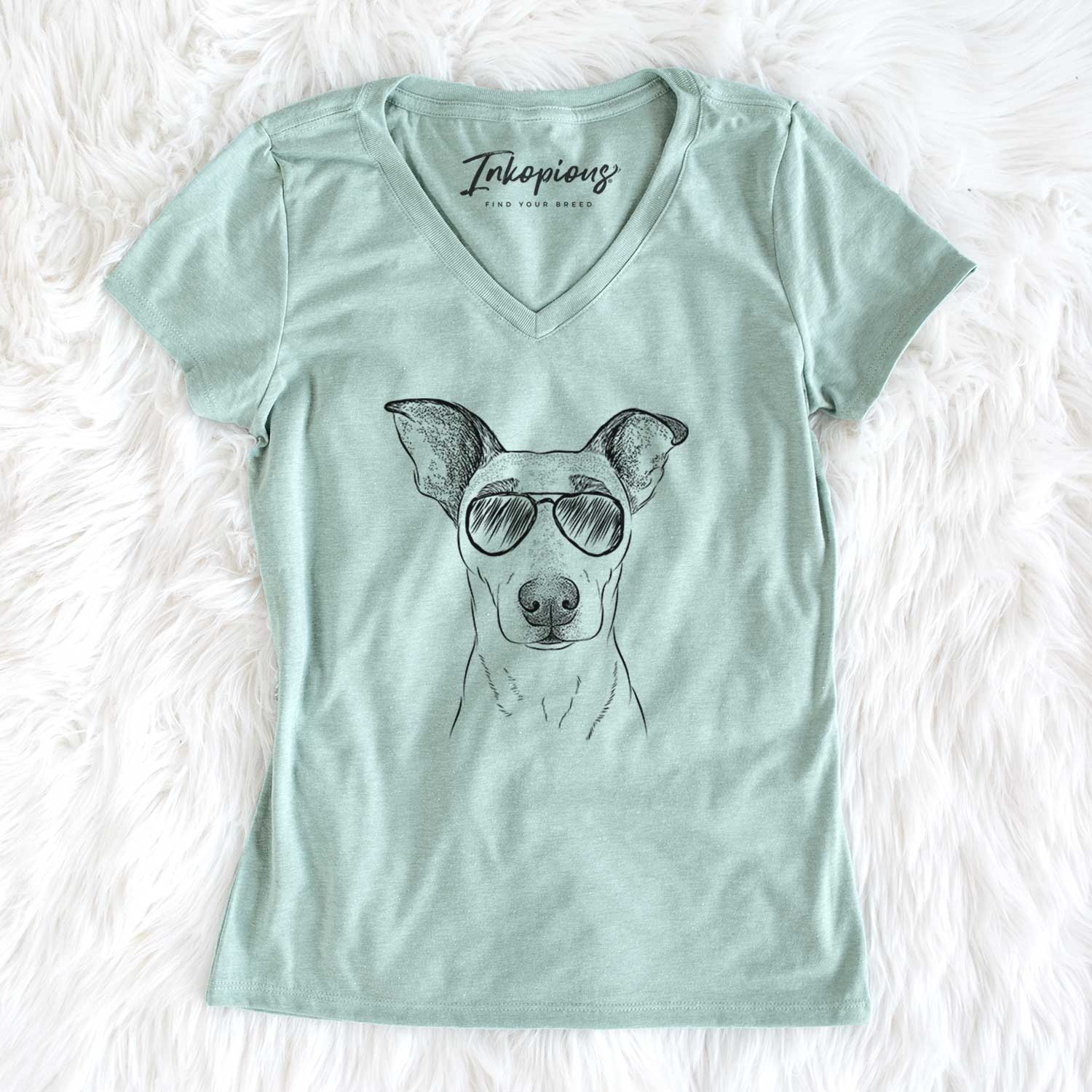 Aviator Georgie Rat the Terrier Mix - Women's V-neck Shirt