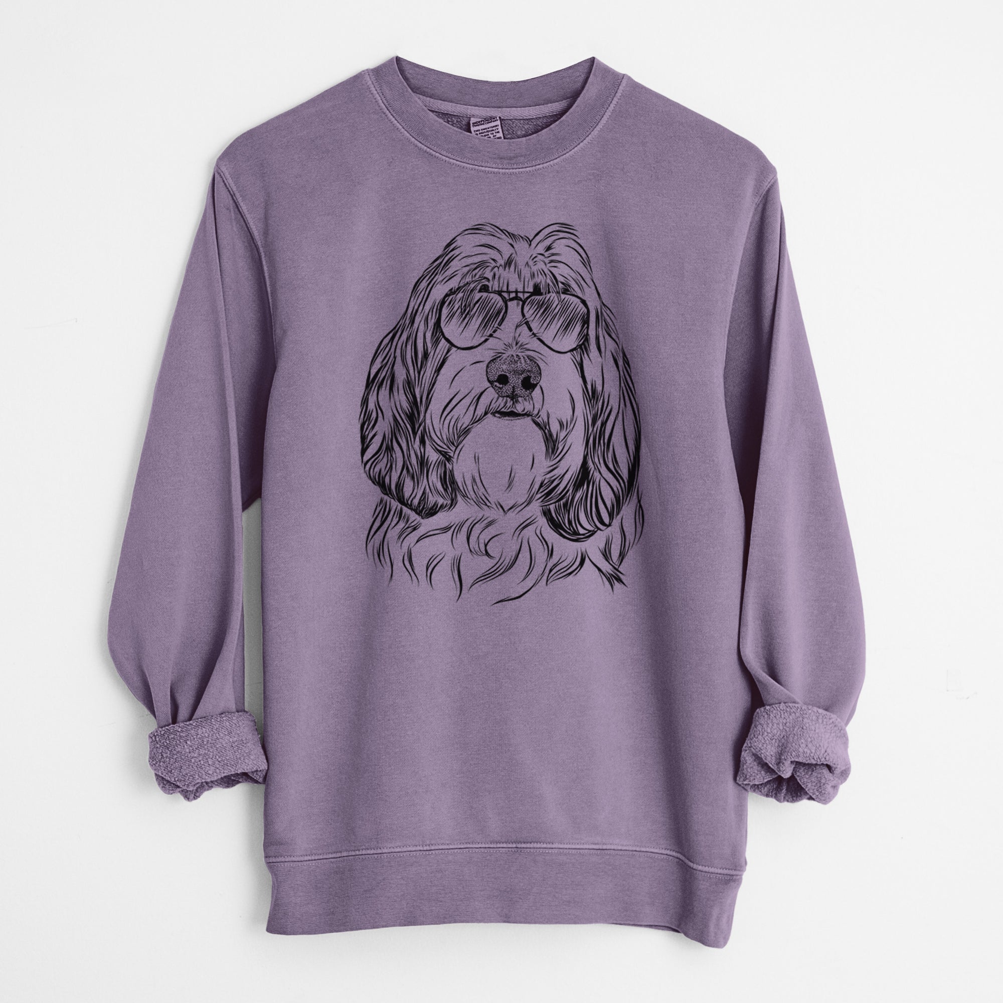 Aviator Gerard the Petit Basset Griffon Vendeen - Unisex Pigment Dyed Crew Sweatshirt