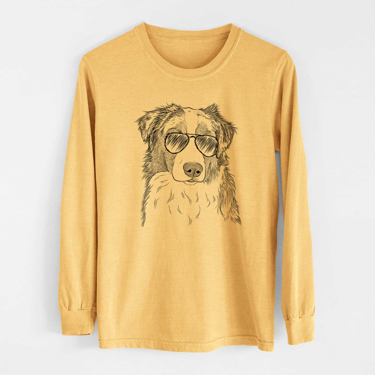Aviators Ginger the Australian Shepherd - Heavyweight 100% Cotton Long Sleeve
