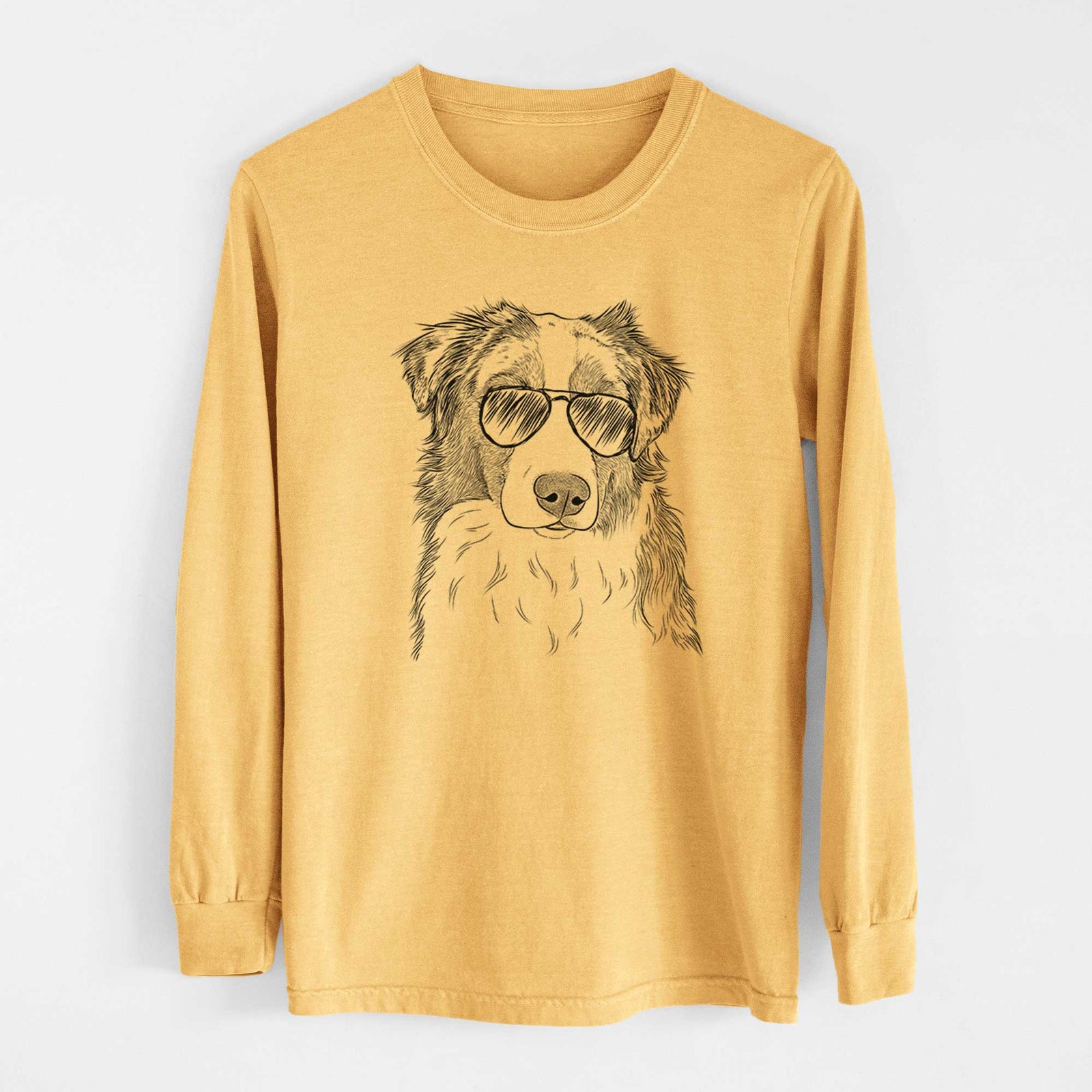 Aviators Ginger the Australian Shepherd - Heavyweight 100% Cotton Long Sleeve