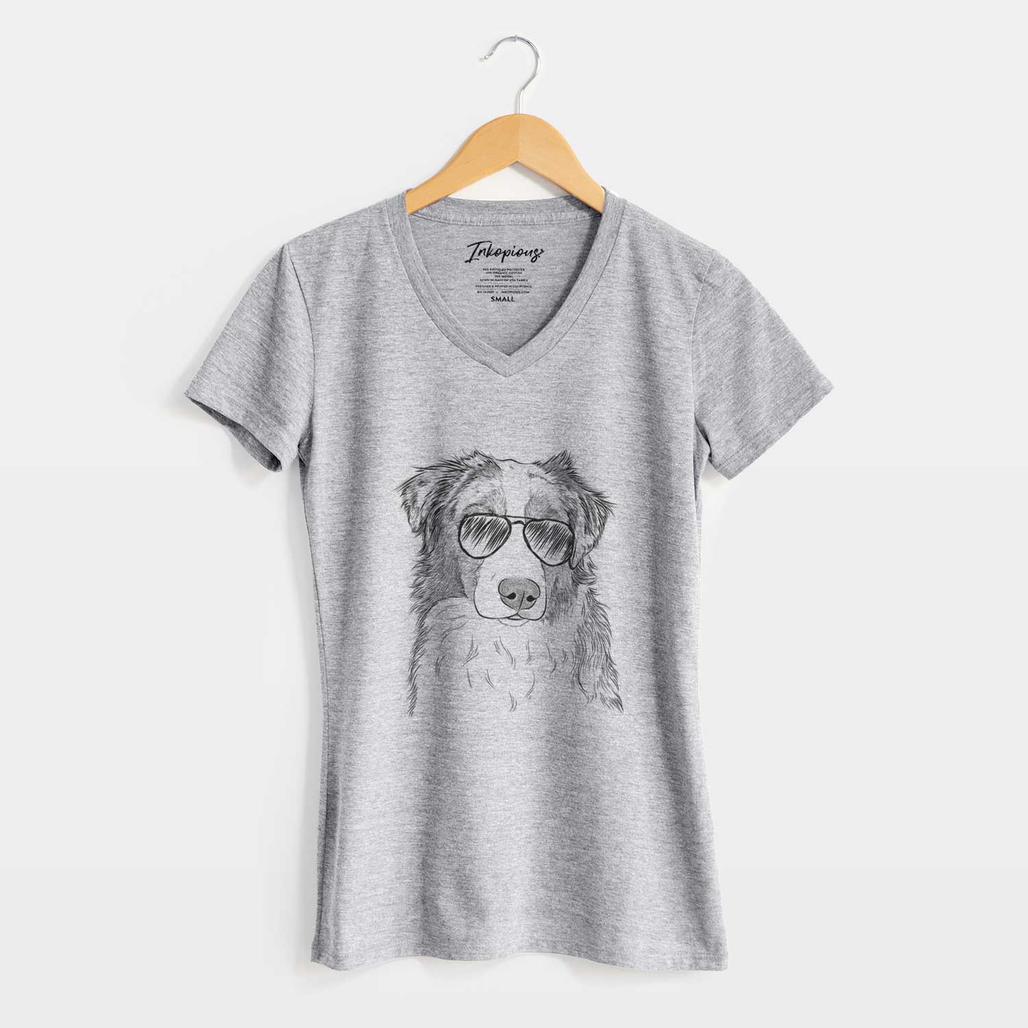 Aviator Ginger the Australian Shepherd - Women's V-neck Shirt