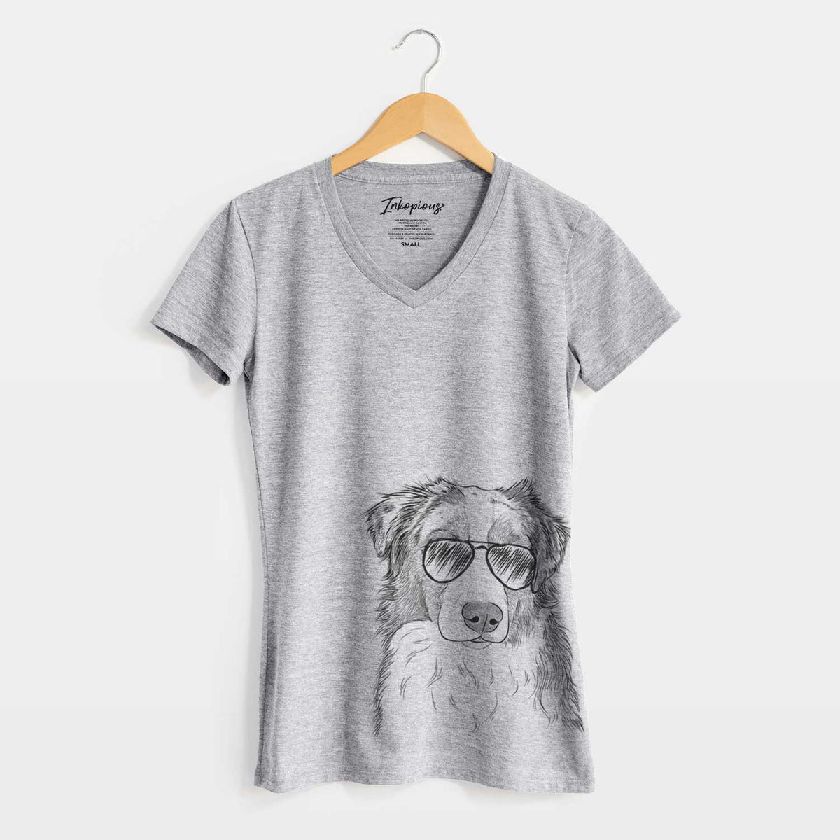 Aviator Ginger the Australian Shepherd - Women&#39;s V-neck Shirt