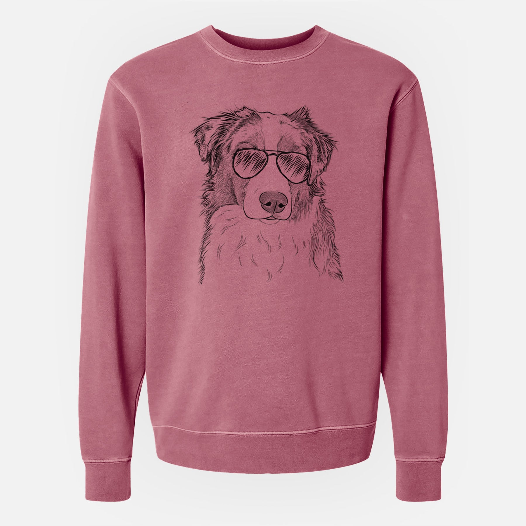 Aviator Ginger the Australian Shepherd - Unisex Pigment Dyed Crew Sweatshirt