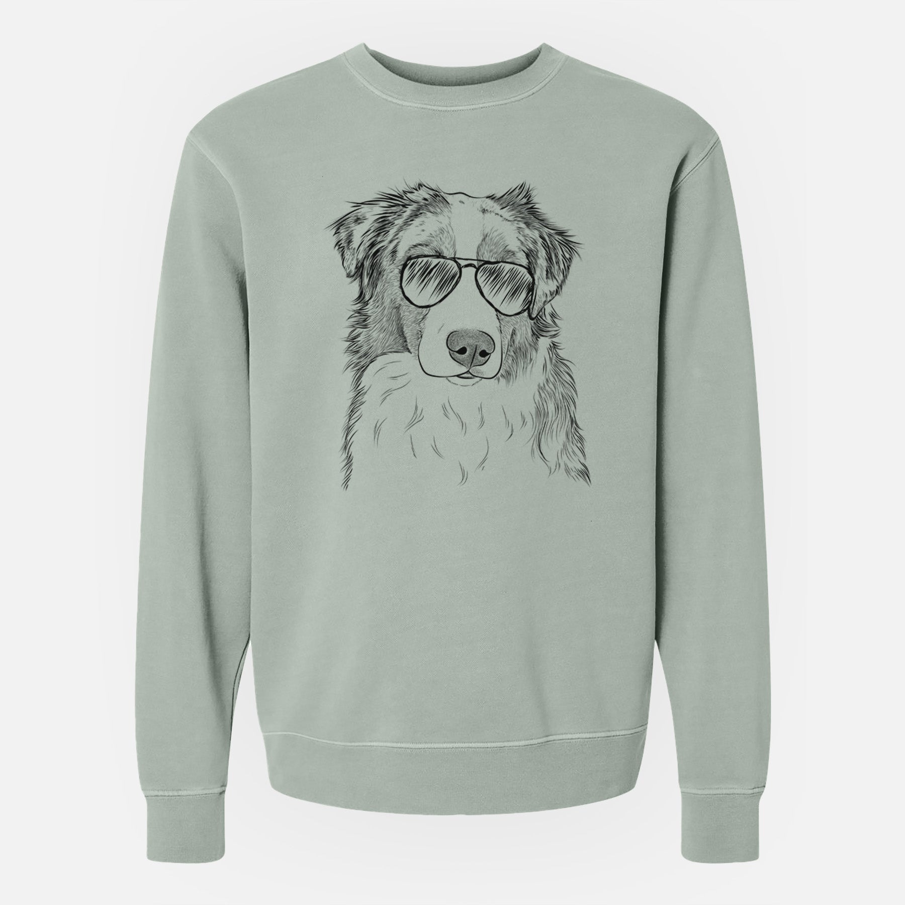 Aviator Ginger the Australian Shepherd - Unisex Pigment Dyed Crew Sweatshirt