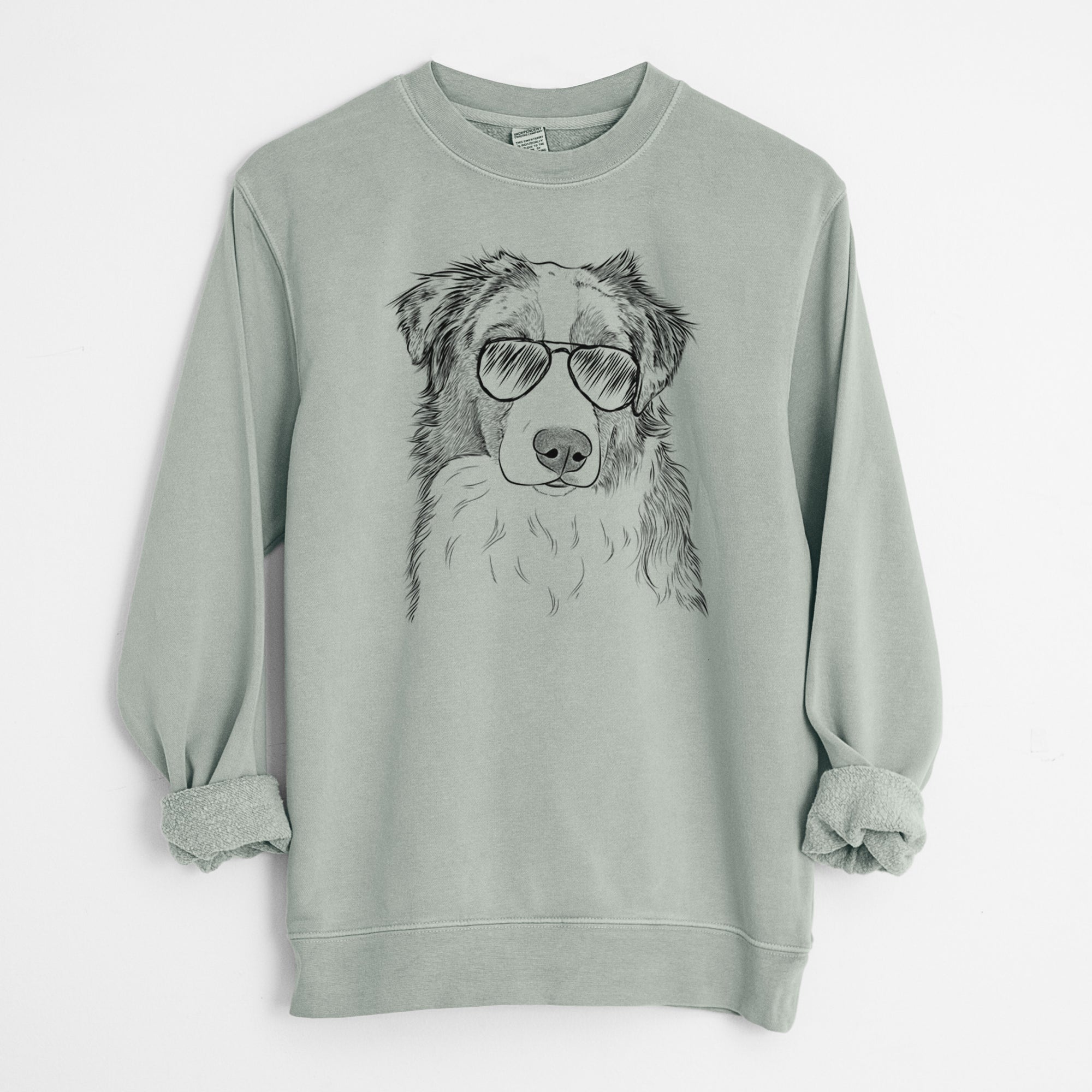 Aviator Ginger the Australian Shepherd - Unisex Pigment Dyed Crew Sweatshirt