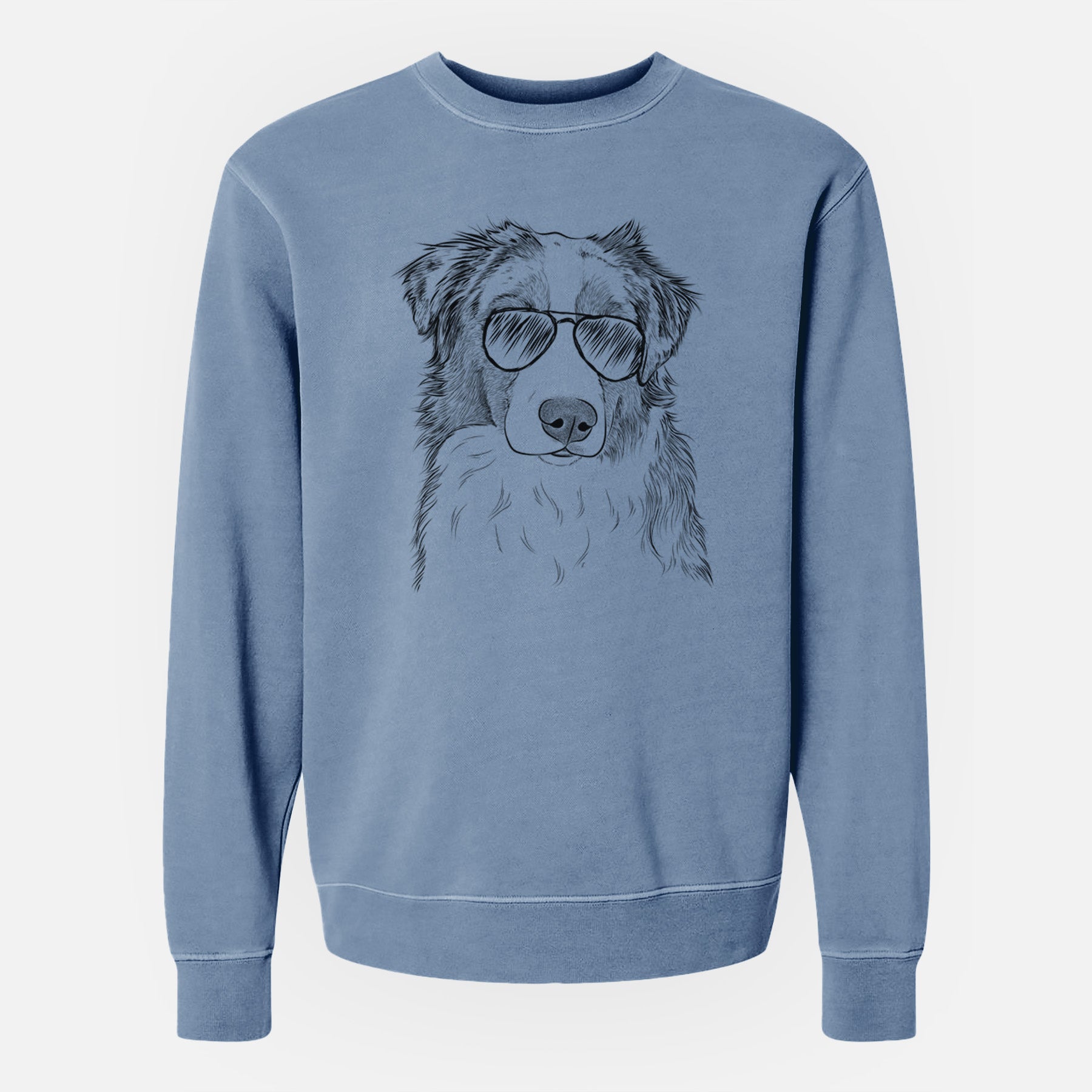 Aviator Ginger the Australian Shepherd - Unisex Pigment Dyed Crew Sweatshirt