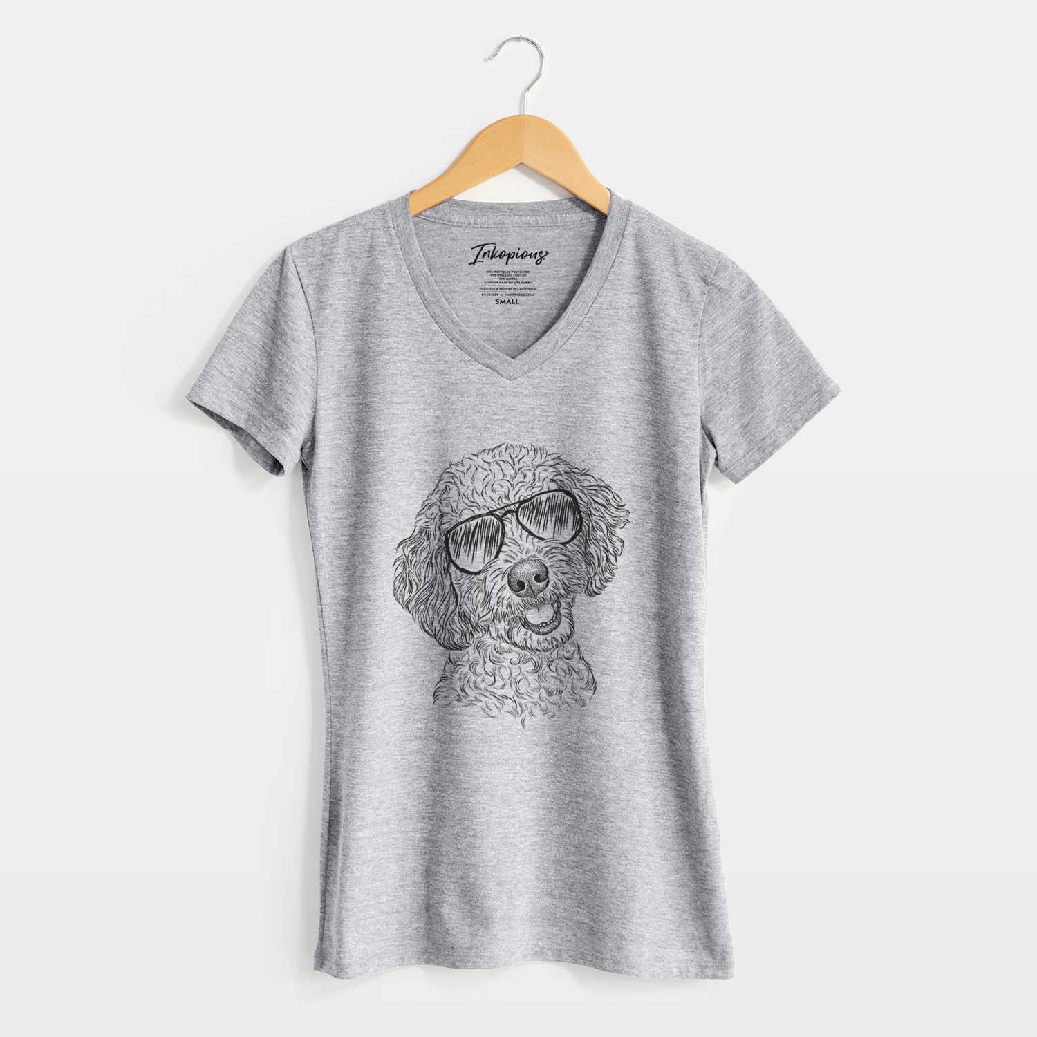 Aviator Gizmo the Goldendoodle - Women's V-neck Shirt