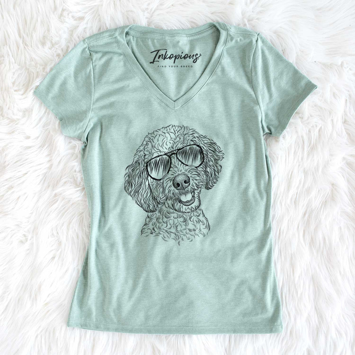 Aviator Gizmo the Goldendoodle - Women's V-neck Shirt