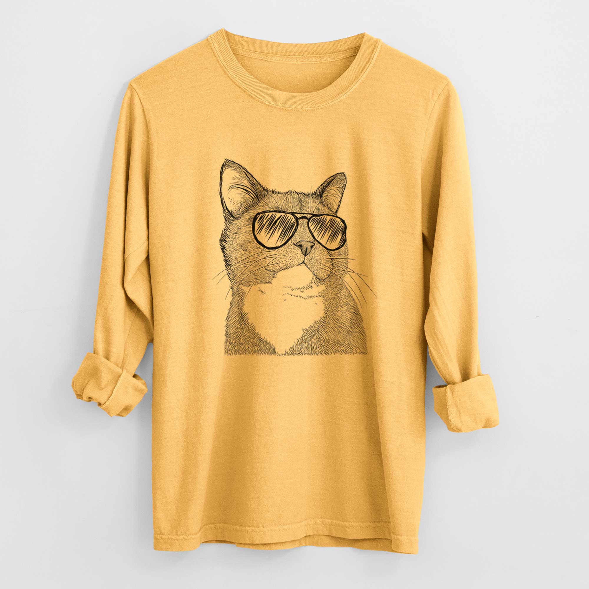 Aviators Gizmo the Grey Cat - Heavyweight 100% Cotton Long Sleeve