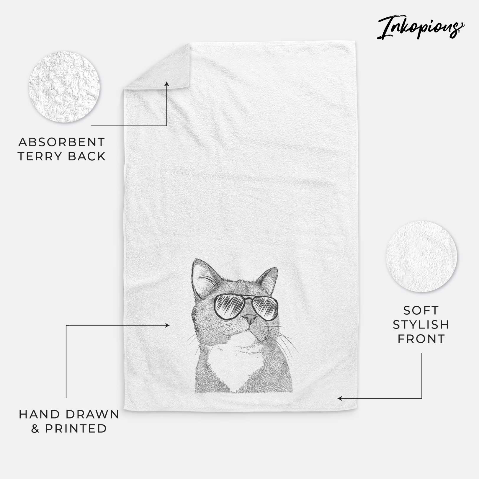 Gizmo the Grey Cat Decorative Hand Towel