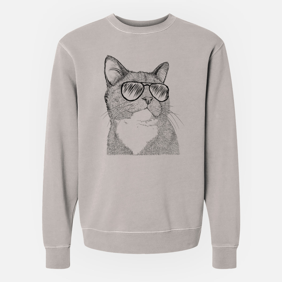 Aviator Gizmo the Grey Cat - Unisex Pigment Dyed Crew Sweatshirt
