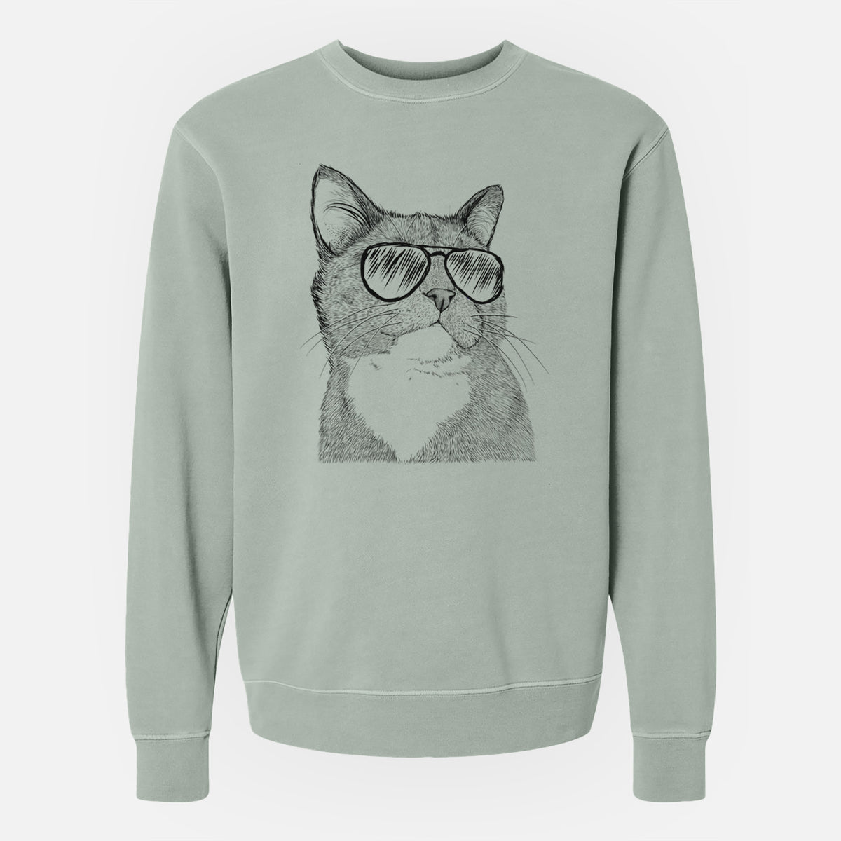 Aviator Gizmo the Grey Cat - Unisex Pigment Dyed Crew Sweatshirt