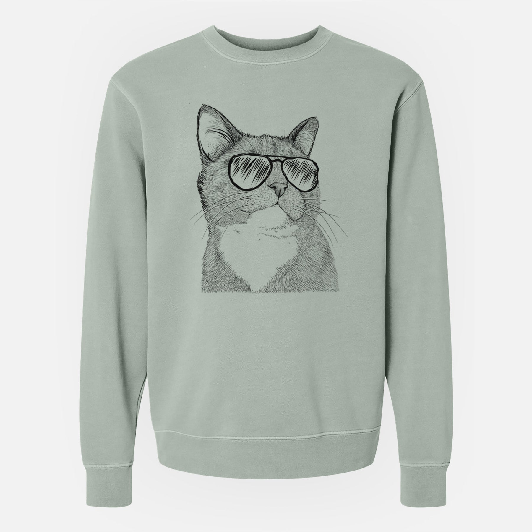 Aviator Gizmo the Grey Cat - Unisex Pigment Dyed Crew Sweatshirt