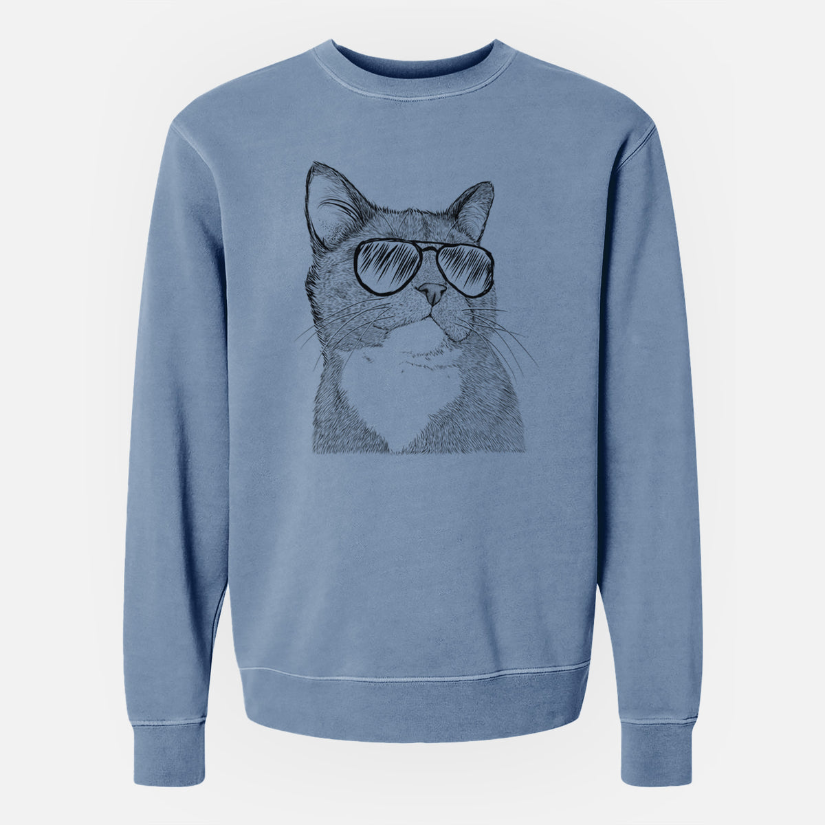 Aviator Gizmo the Grey Cat - Unisex Pigment Dyed Crew Sweatshirt