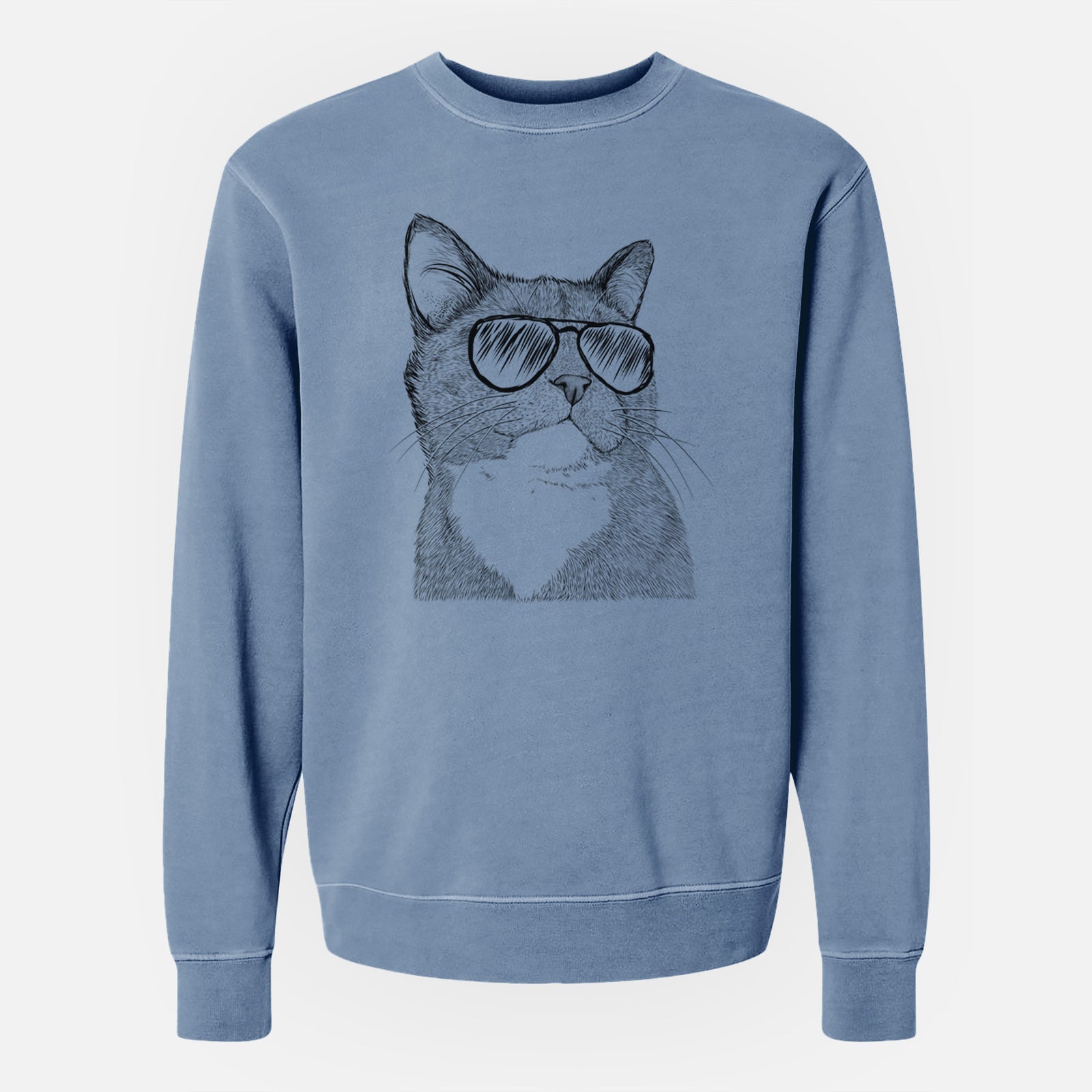 Aviator Gizmo the Grey Cat - Unisex Pigment Dyed Crew Sweatshirt
