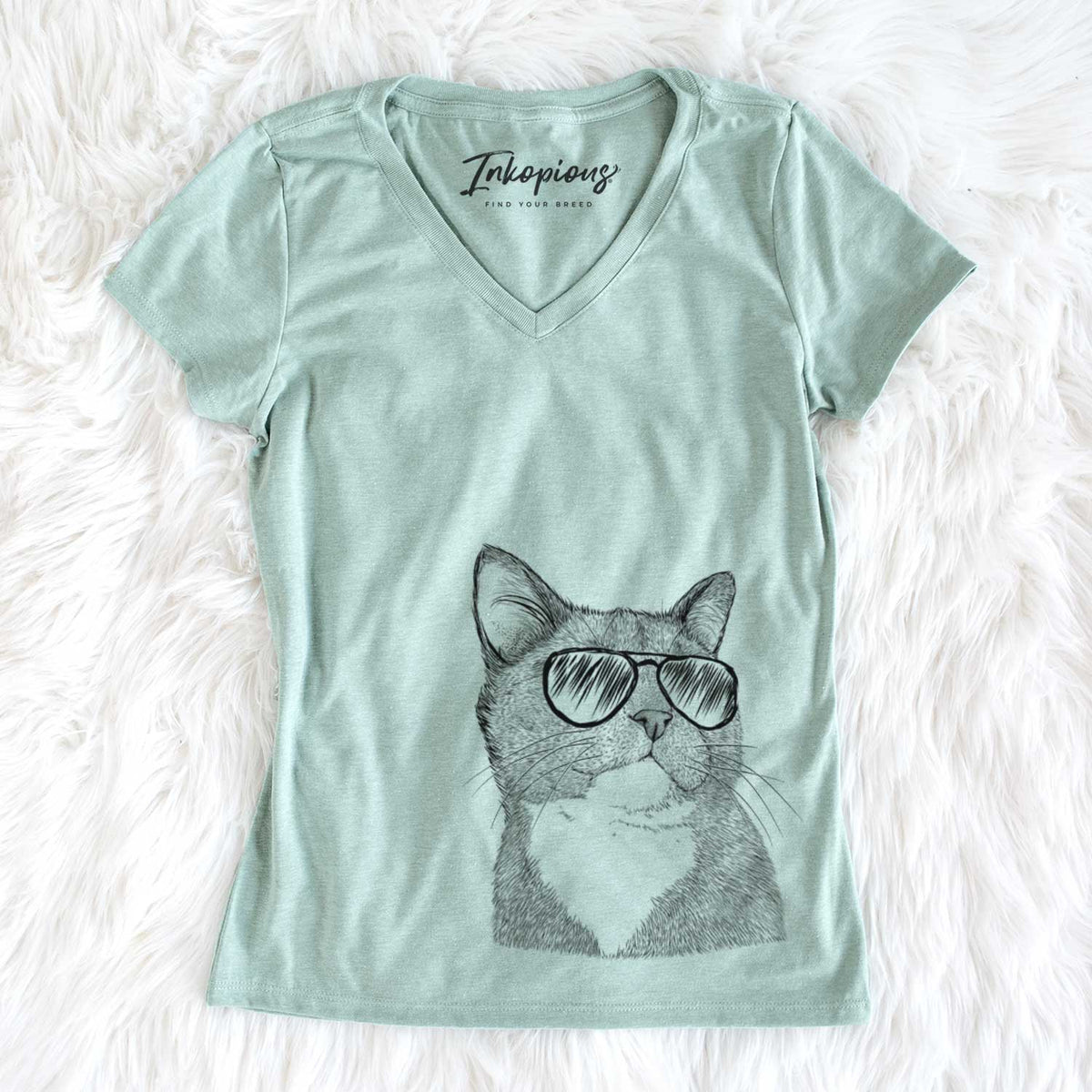 Aviator Gizmo the Grey Cat - Women's V-neck Shirt