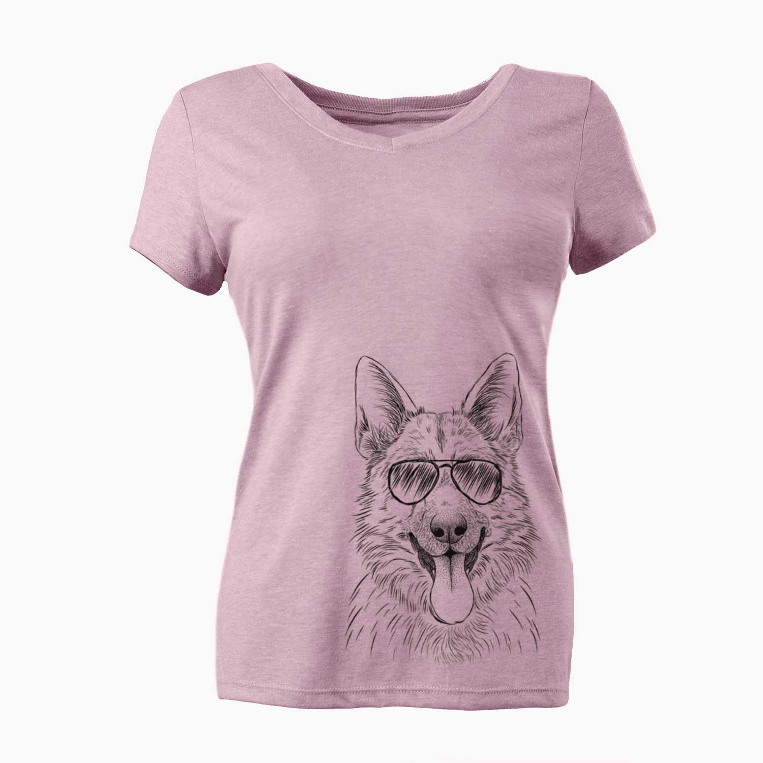 Aviator Grace the German Shepherd - Women's V-neck Shirt