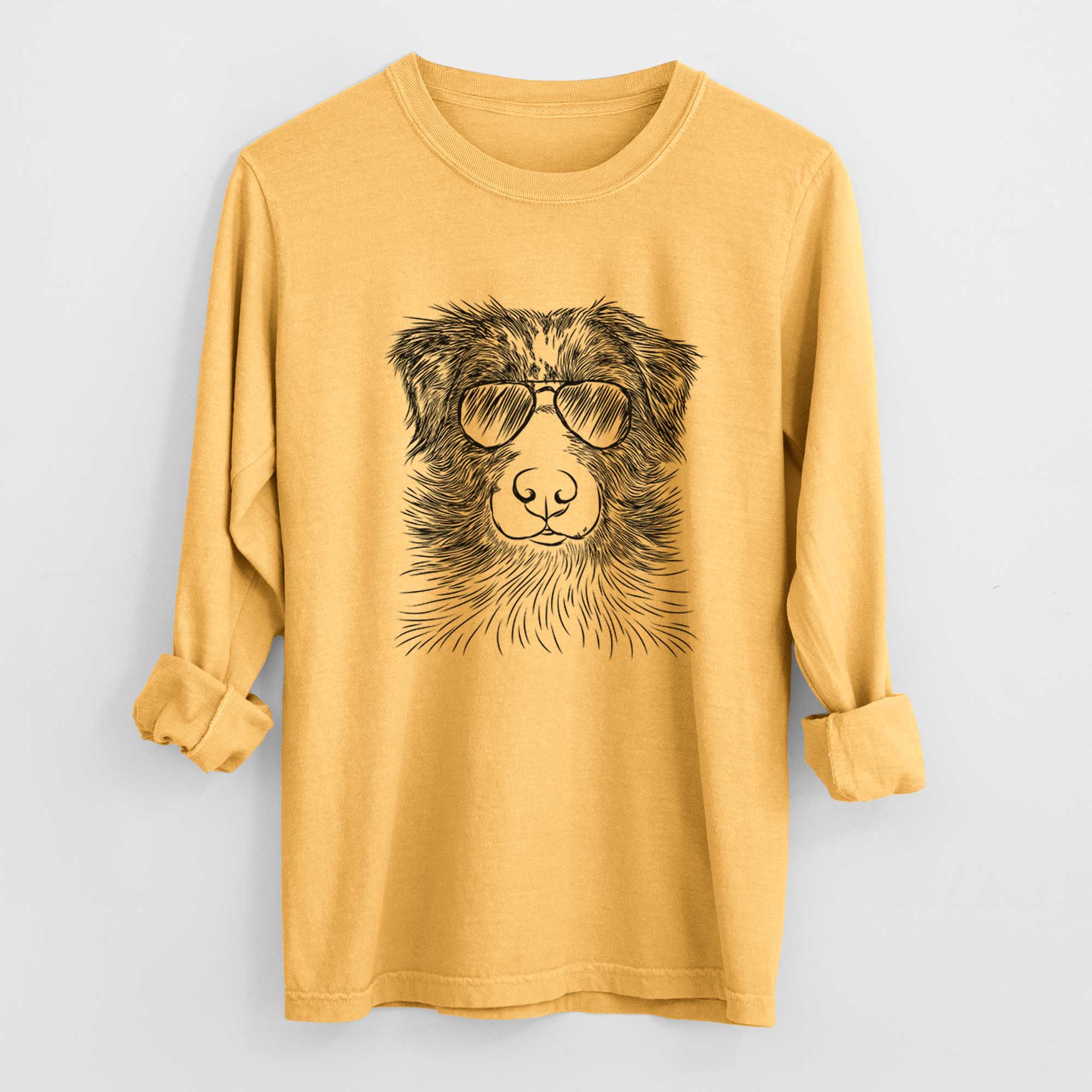 Aviators Gram the Australian Shepherd - Heavyweight 100% Cotton Long Sleeve