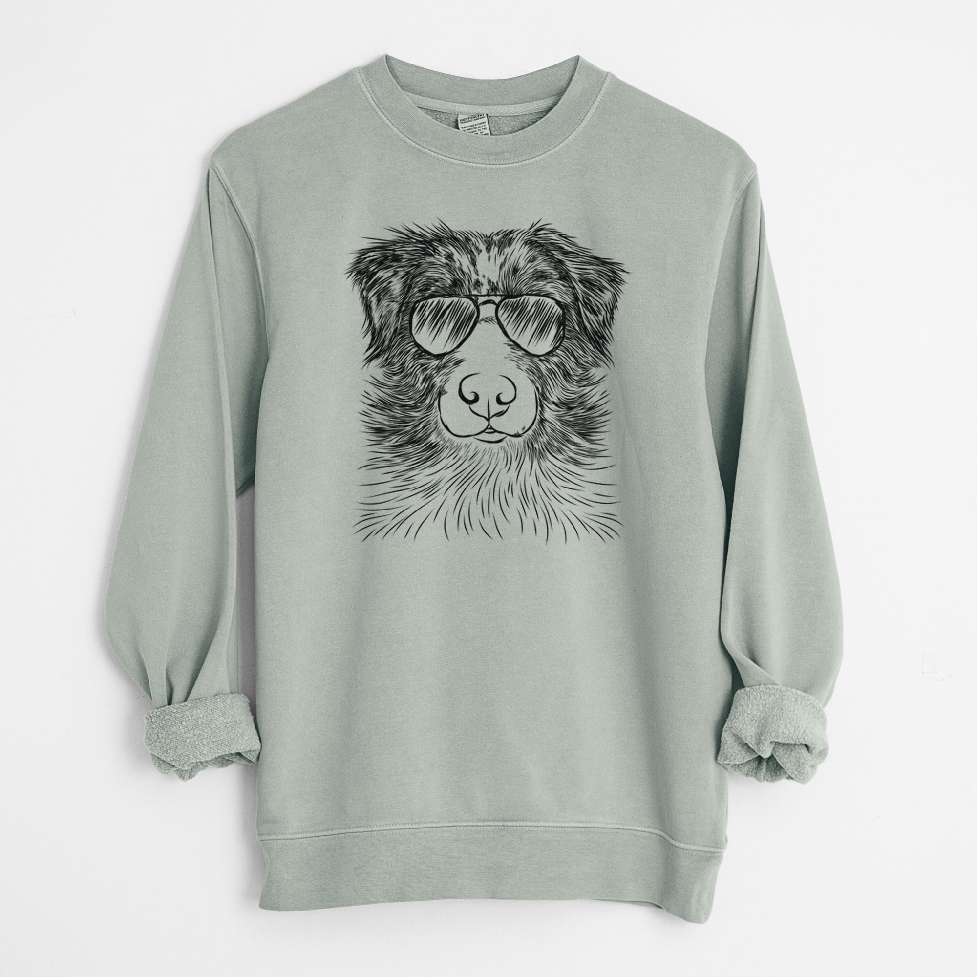 Aviator Gram the Australian Shepherd - Unisex Pigment Dyed Crew Sweatshirt