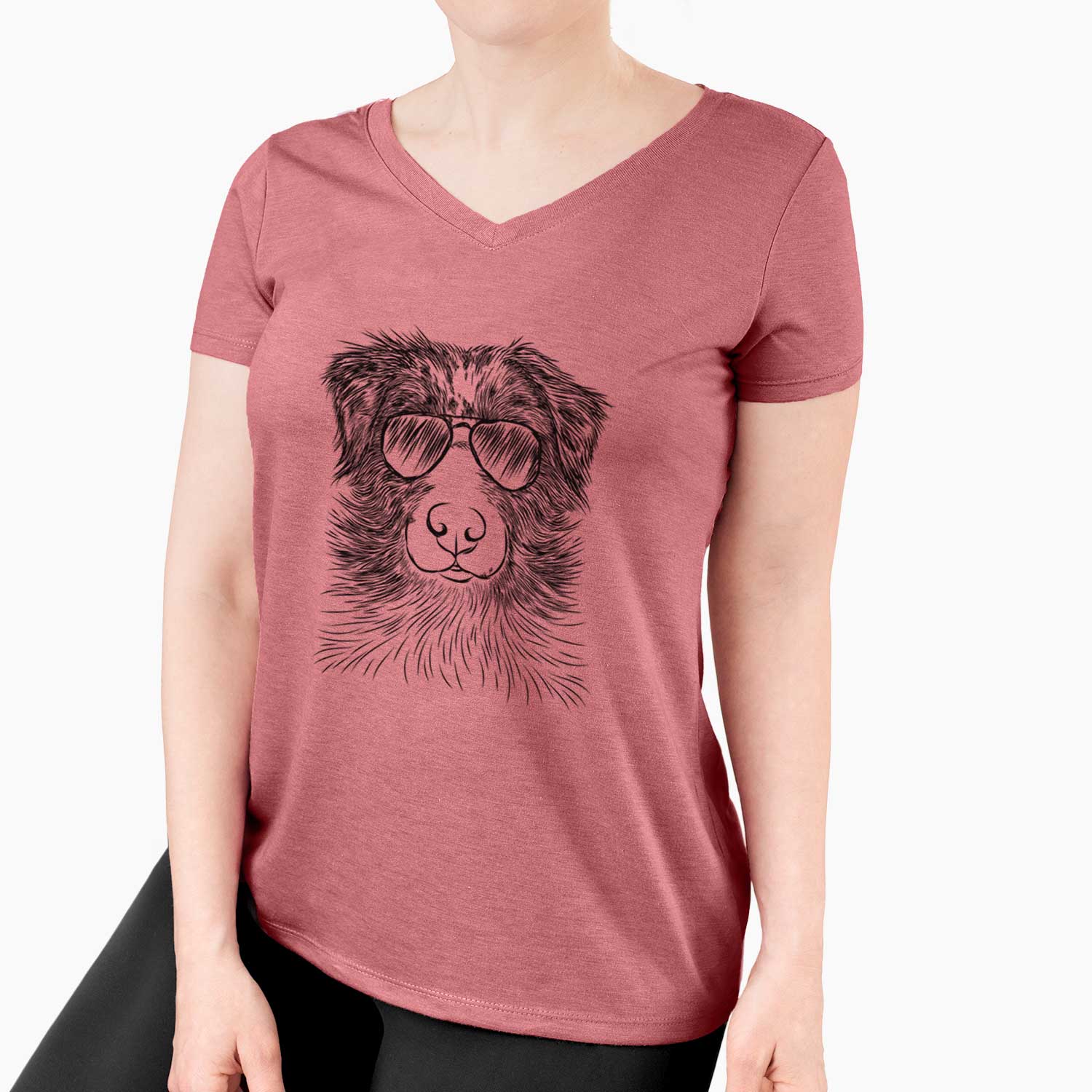 Aviator Gram the Australian Shepherd - Women's V-neck Shirt