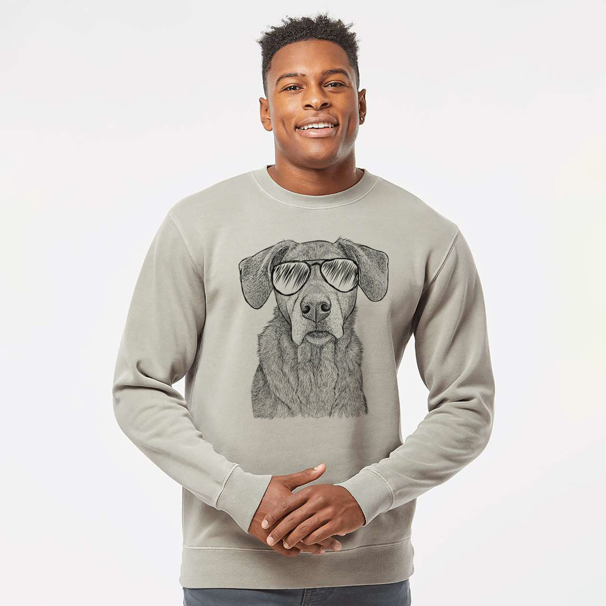 Aviator Gravy the Plott Hound Beagle Mix - Unisex Pigment Dyed Crew Sweatshirt