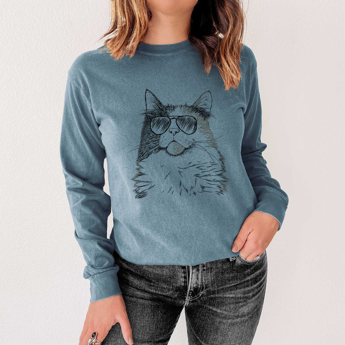 Aviators Greta the Calico Cat - Heavyweight 100% Cotton Long Sleeve