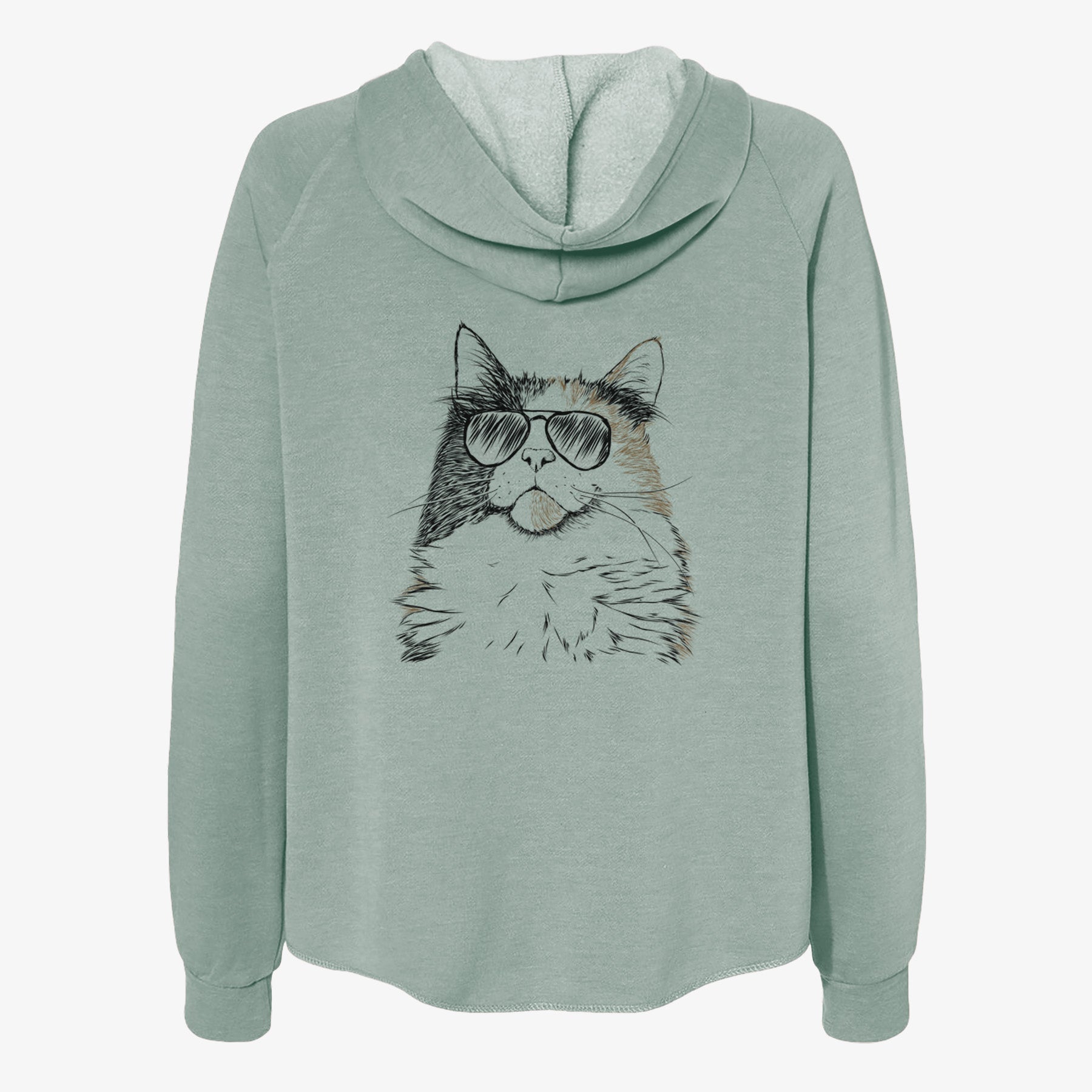 Greta the Calico Cat - Women's Cali Wave Zip-Up Sweatshirt