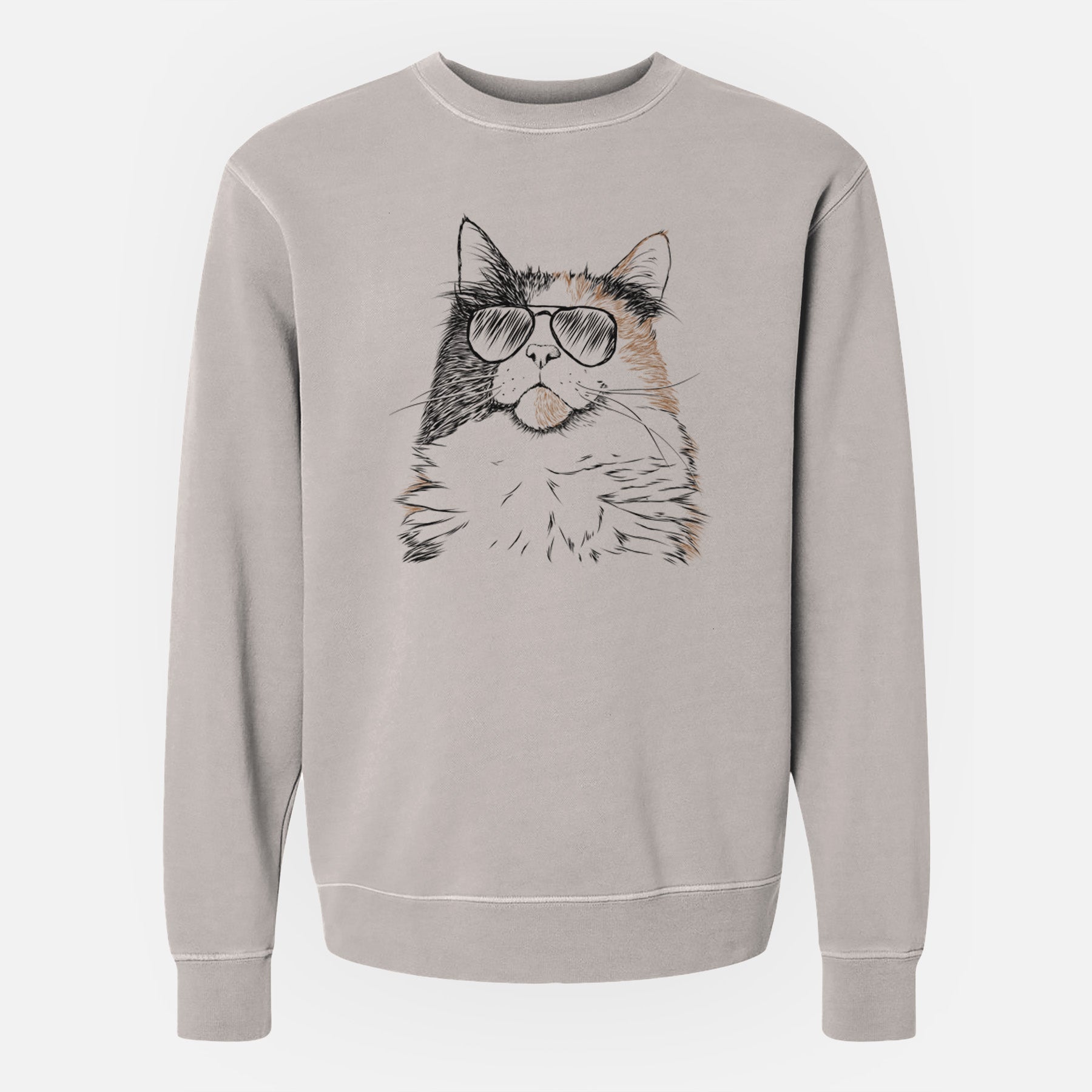 Aviator Greta the Calico Cat - Unisex Pigment Dyed Crew Sweatshirt