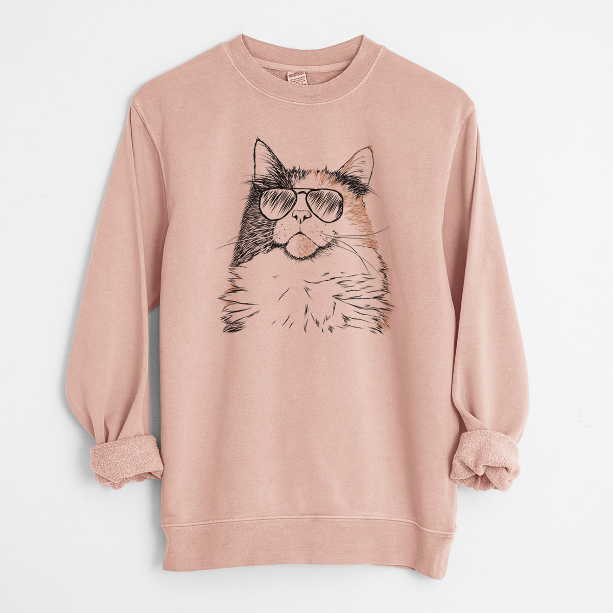 Aviator Greta the Calico Cat - Unisex Pigment Dyed Crew Sweatshirt